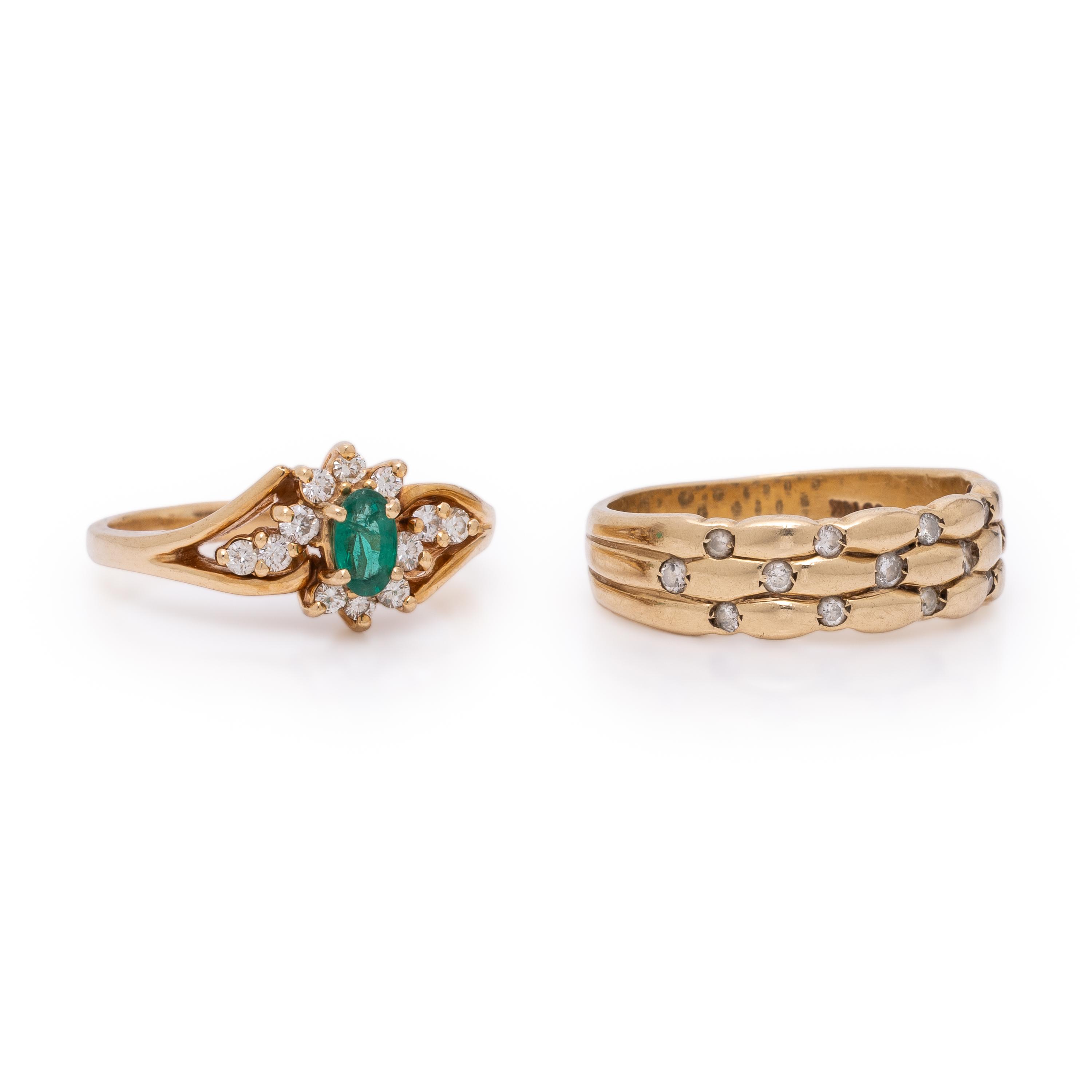 Two Yellow Gold and Gemstone Rings