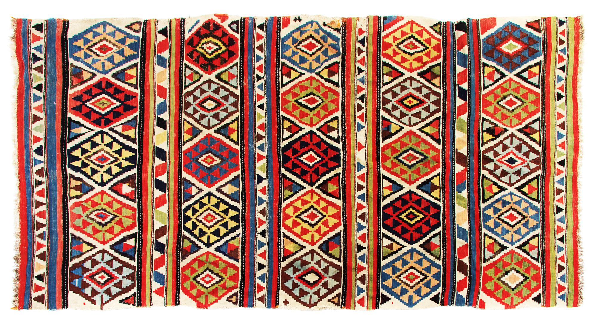 A Shirvan Kilim Wool Rug 8 feet 10 inches x 4 feet 7 inches. — CIRCA 1880