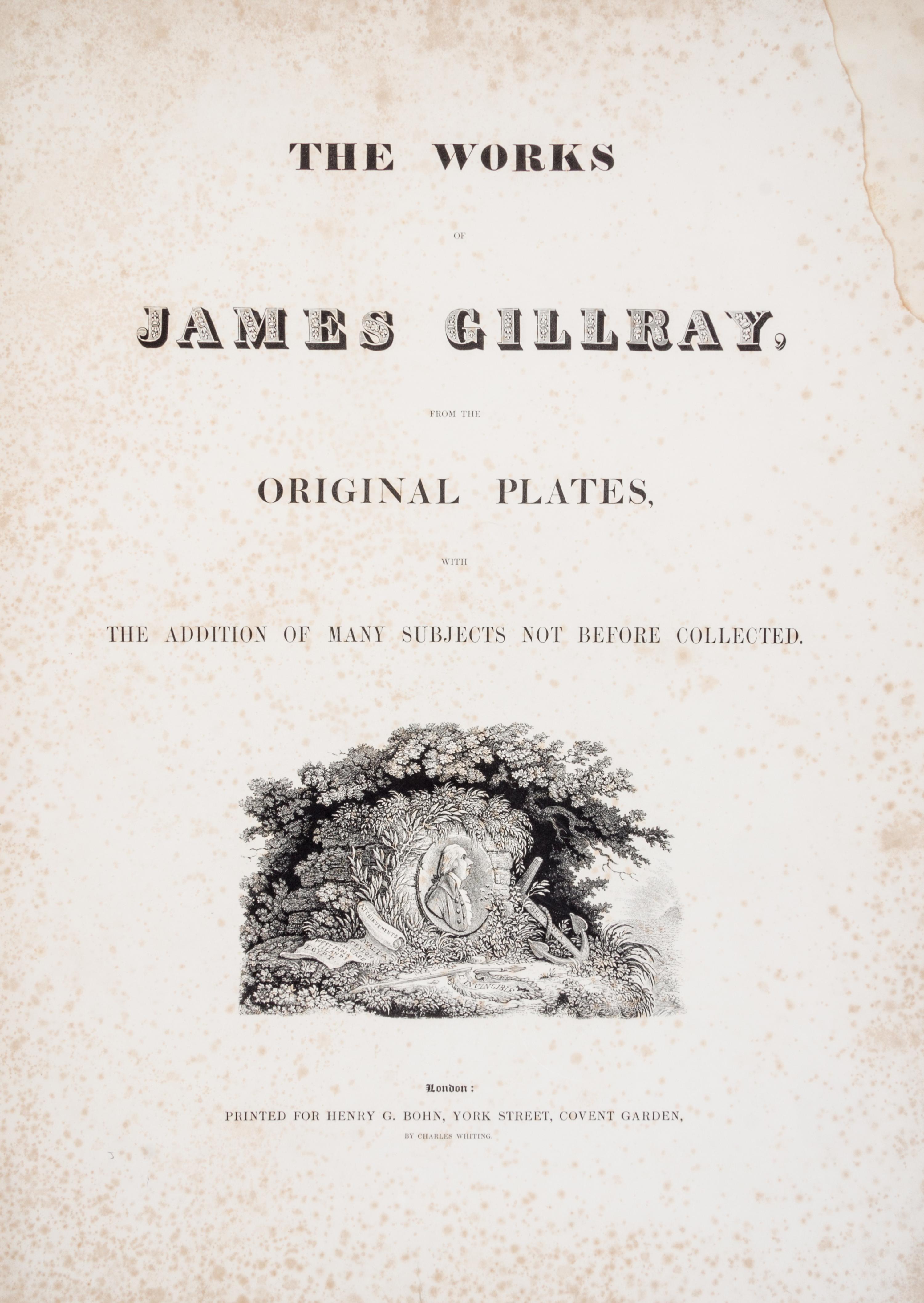 (CARICATURE) GILLRAY, JAMES. The Works. London, c. 1849. Numerous engravings throughout.