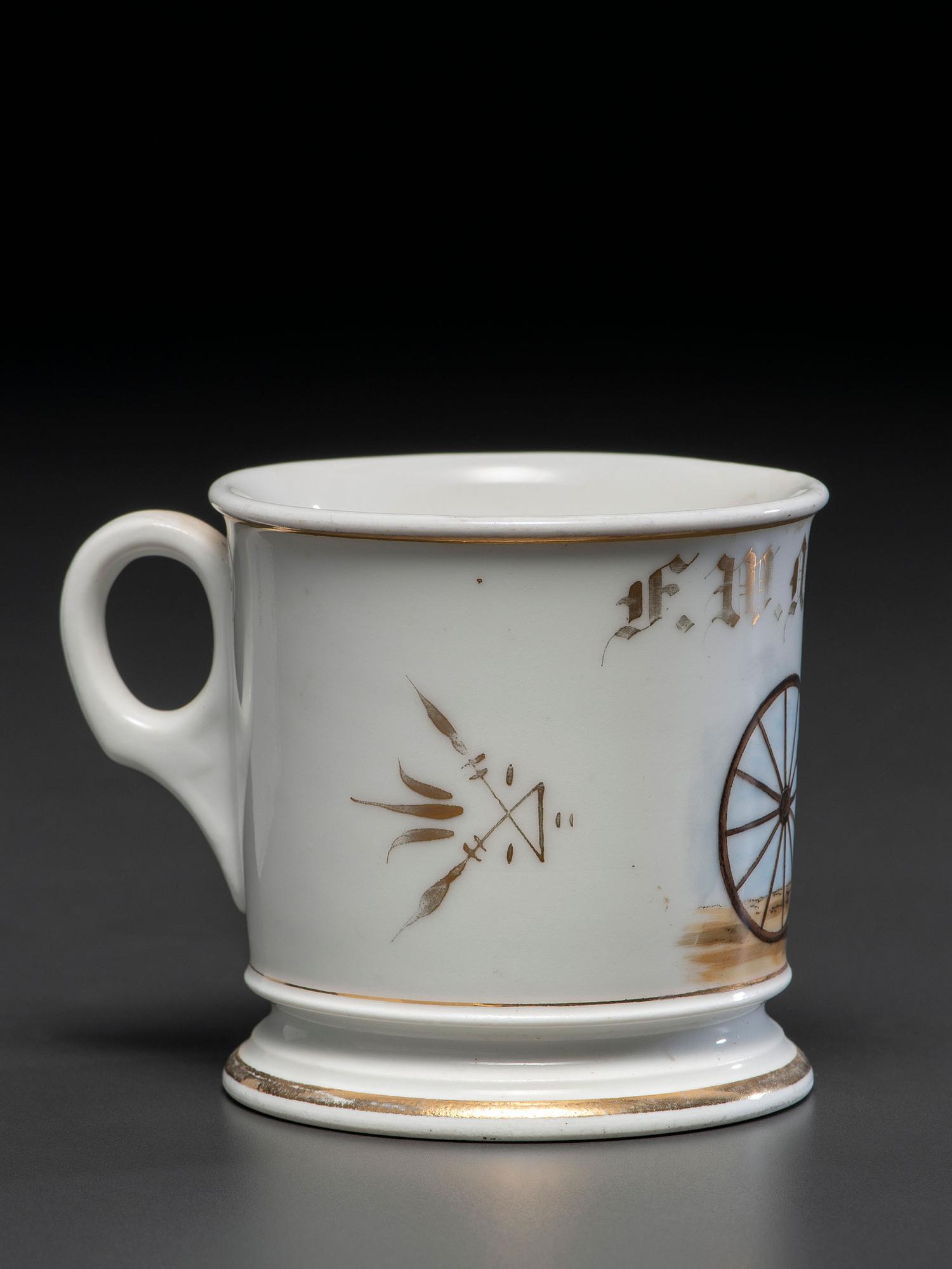 A Wheelwright's Porcelain Occupational Shaving Mug