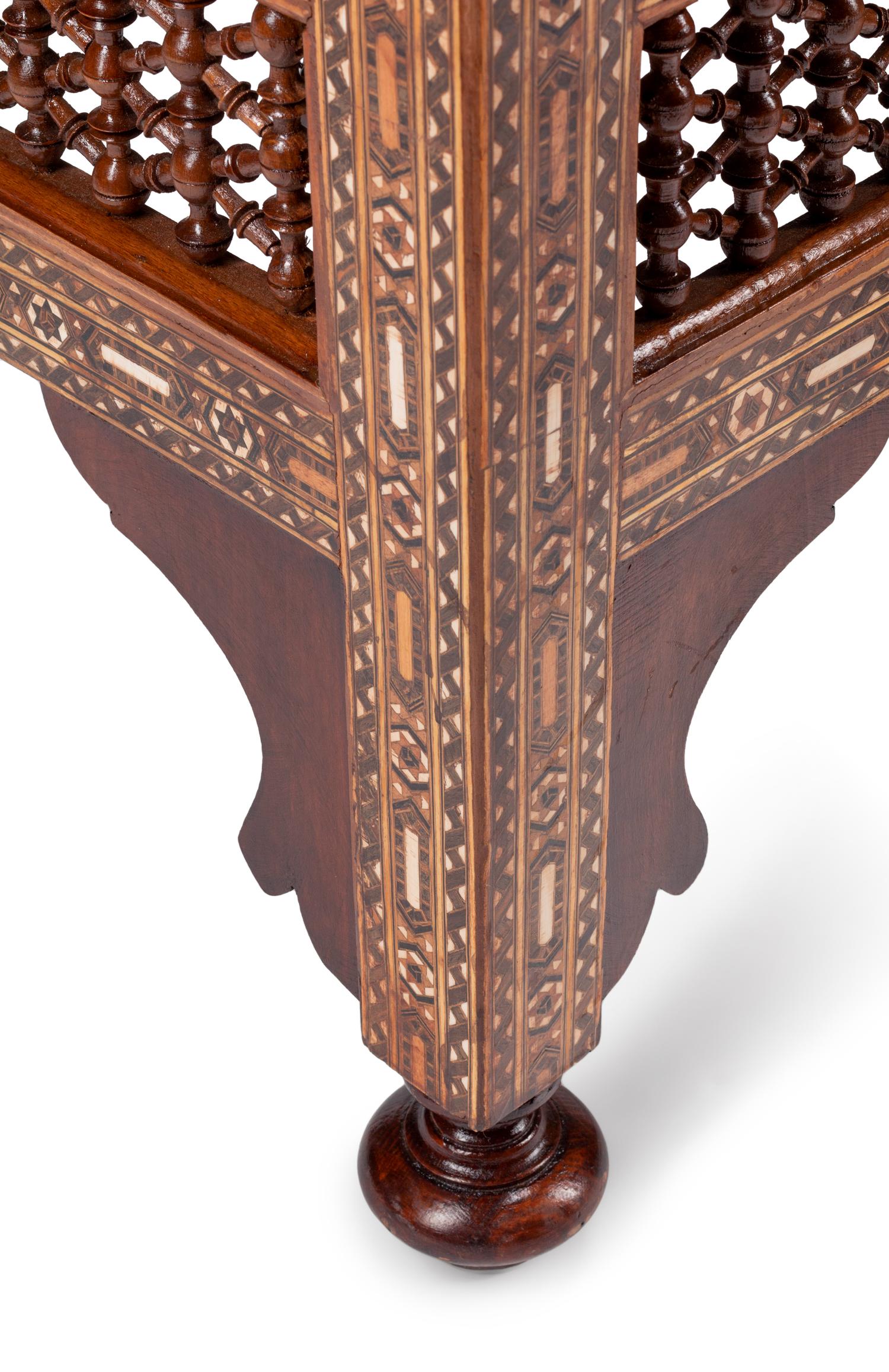 A Pair of Middle Eastern Mosaic Marquetry Stools