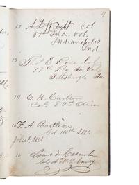 [CIVIL WAR]. Union POW autograph album signed by officers confined at Libby Prison and Bible identified to Capt. Alonzo Martin Keeler, 22nd Michigan Infantry.