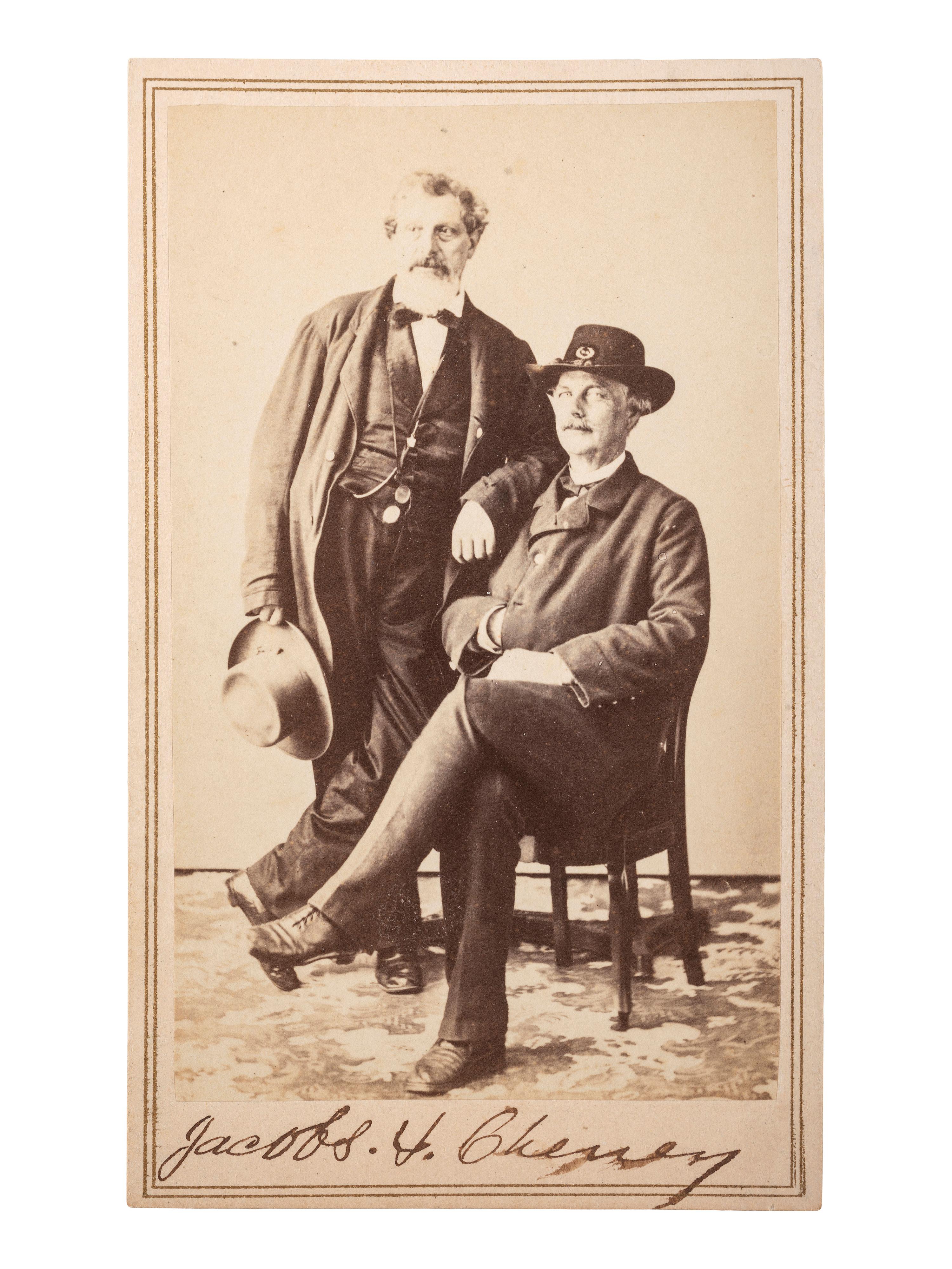 [CIVIL WAR]. JACOBS, Edward, photographer. CDV Captain George H. Cheney, 14th Maine Infantry, and photographer Edward Jacobs. New Orleans, LA: n.d.