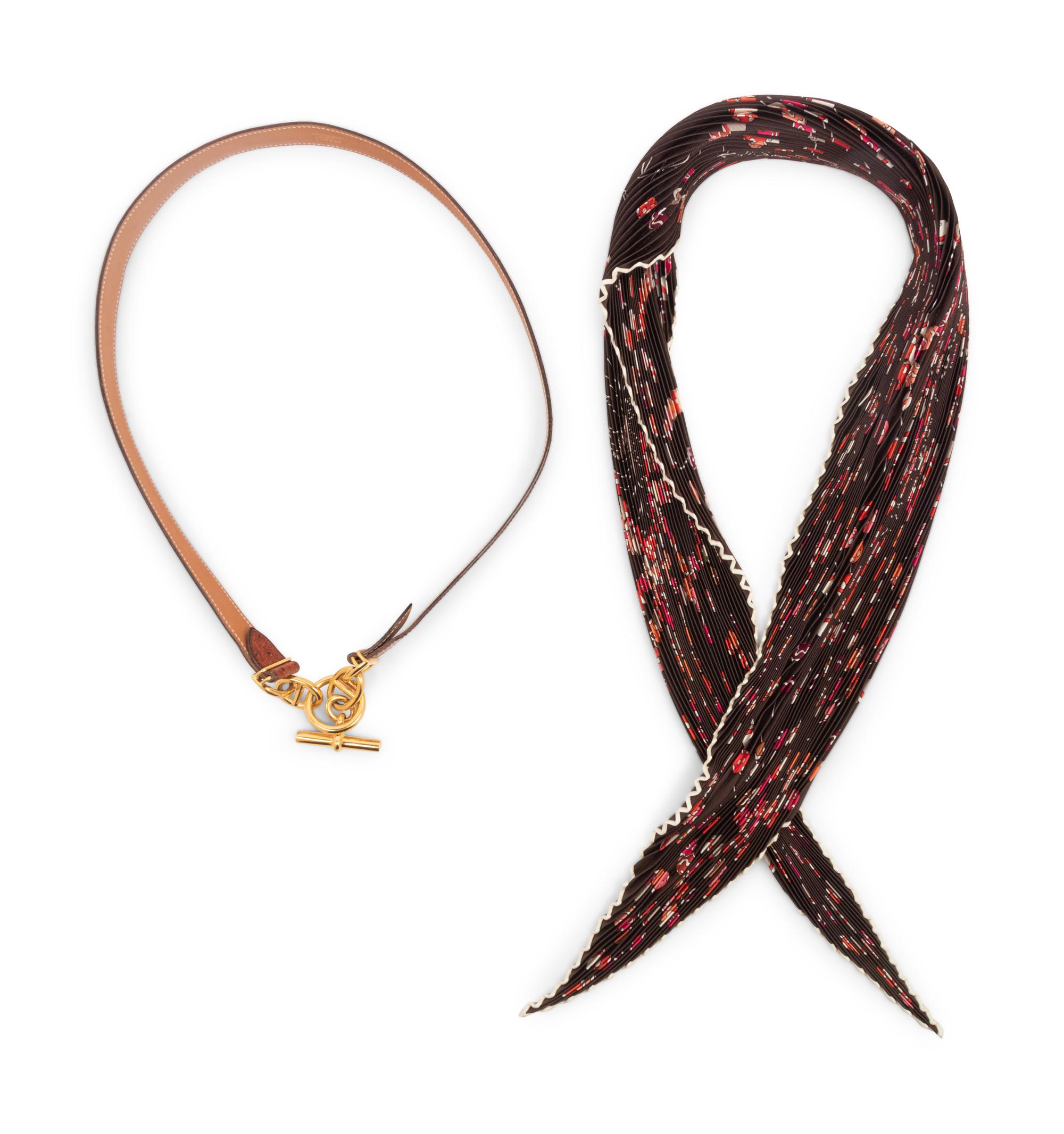 Hermès Ostrich Belt and Plisse Scarf, 1994-2008
