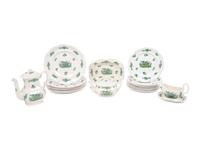 A Group of Spode Green Basket Ironstone Dinnerware