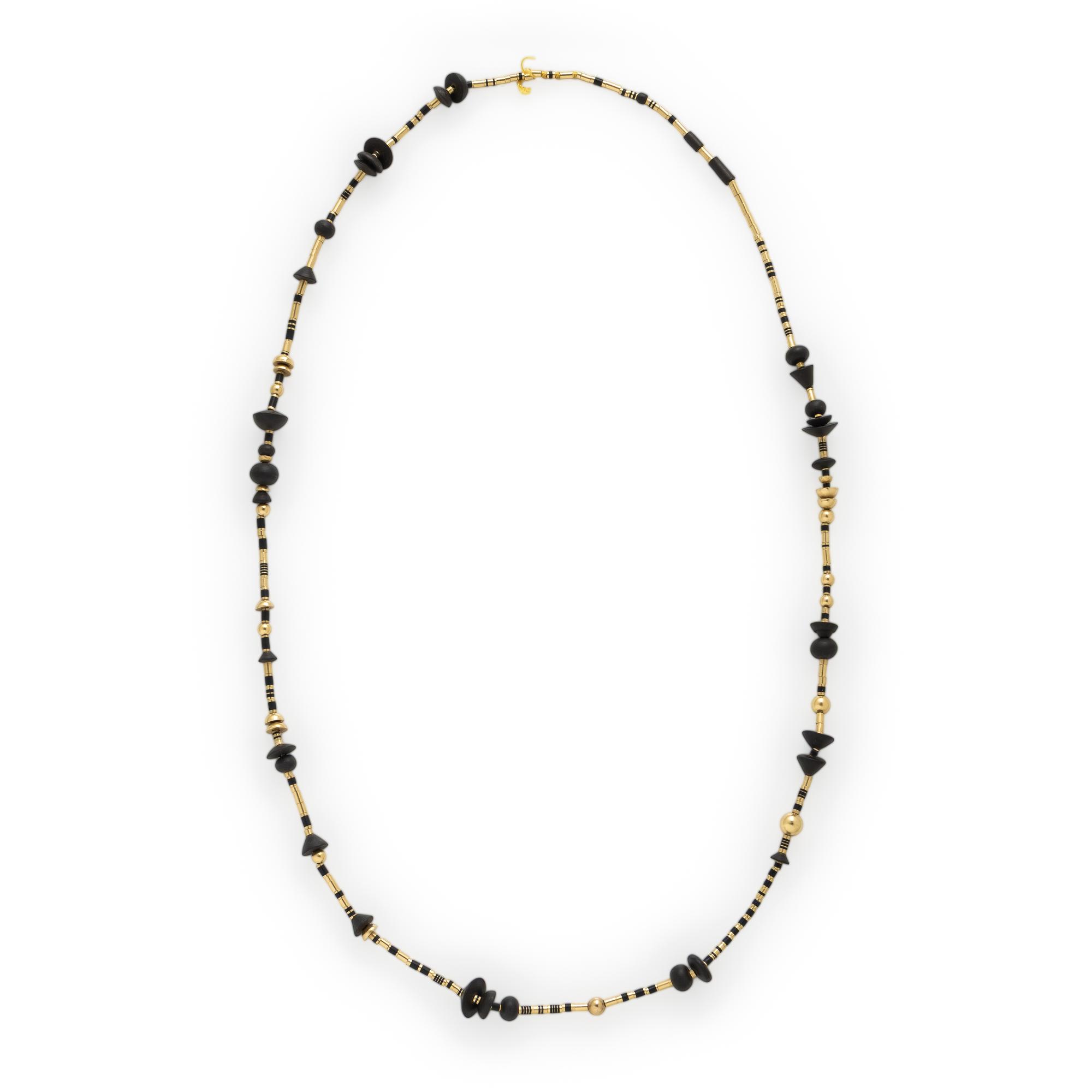 Wendy Ramshaw, Yellow Gold and Black Basalt Bead Necklace