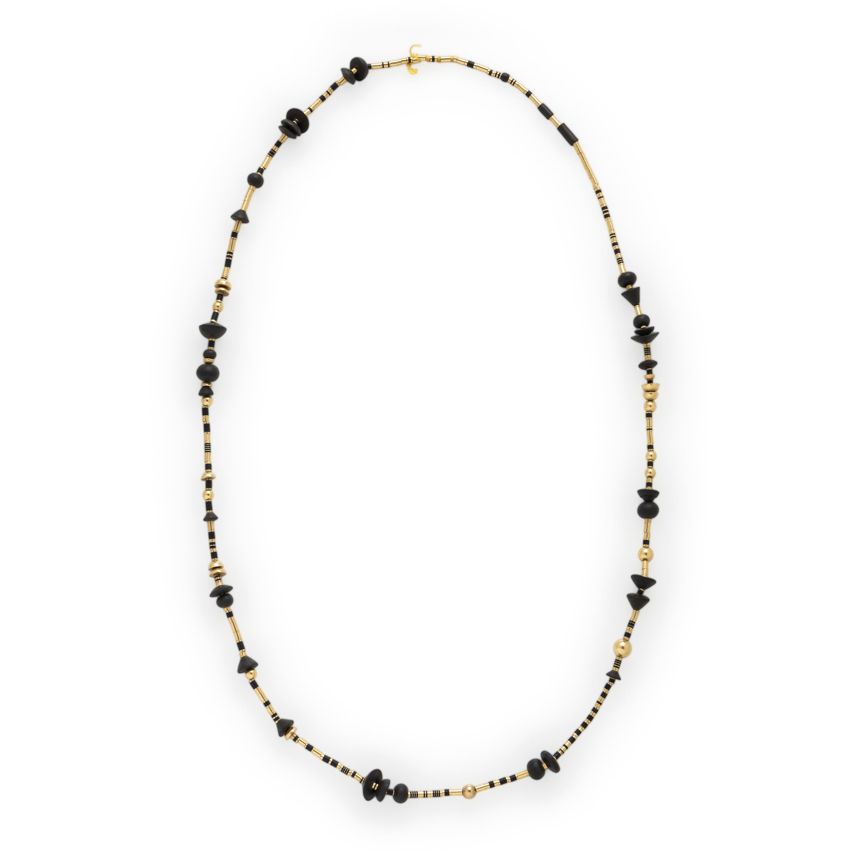 Wendy Ramshaw, Yellow Gold and Black Basalt Bead Necklace