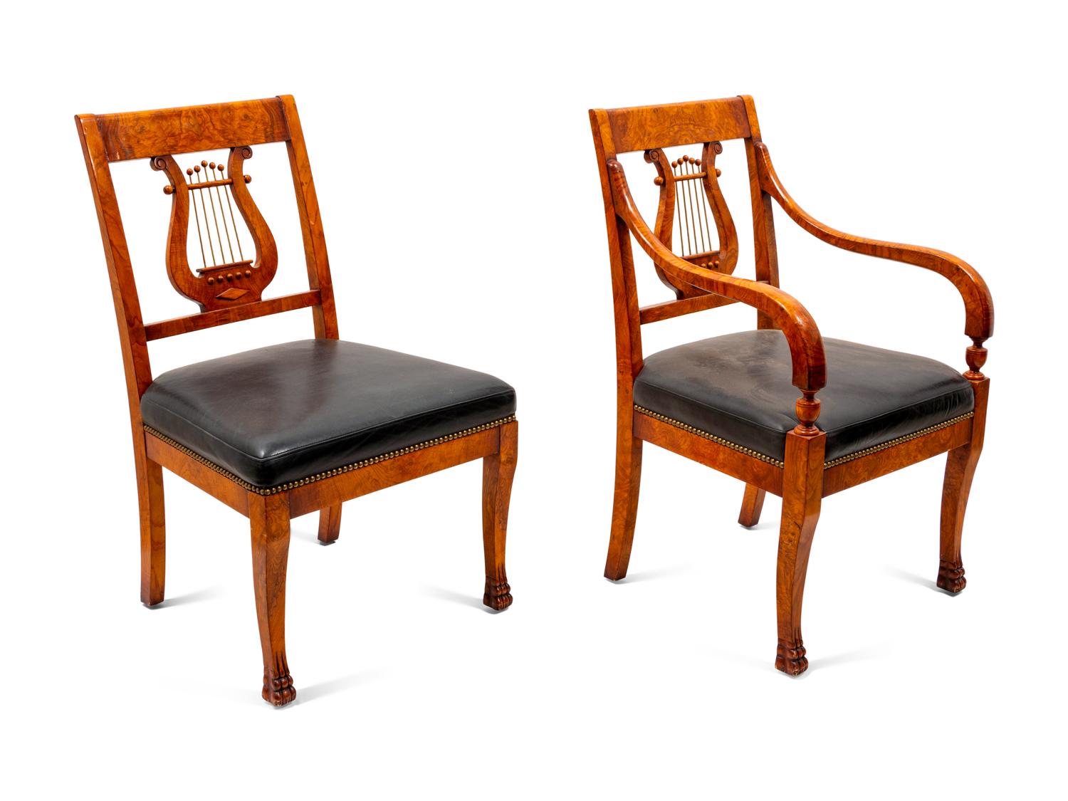 A Pair of Neoclassical Burlwood Chairs