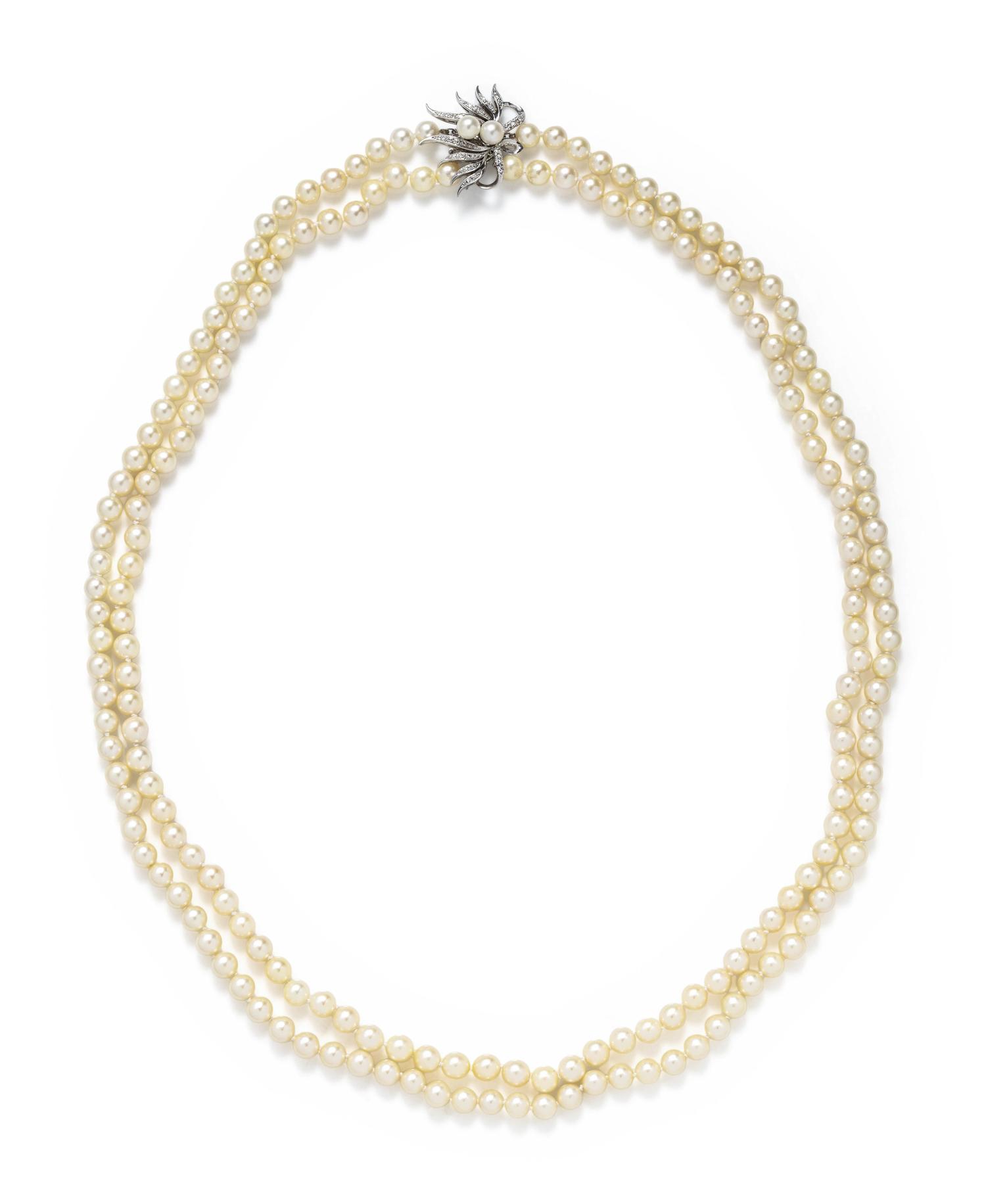 CULTURED PEARL AND DIAMOND CONVERTIBLE NECKLACE