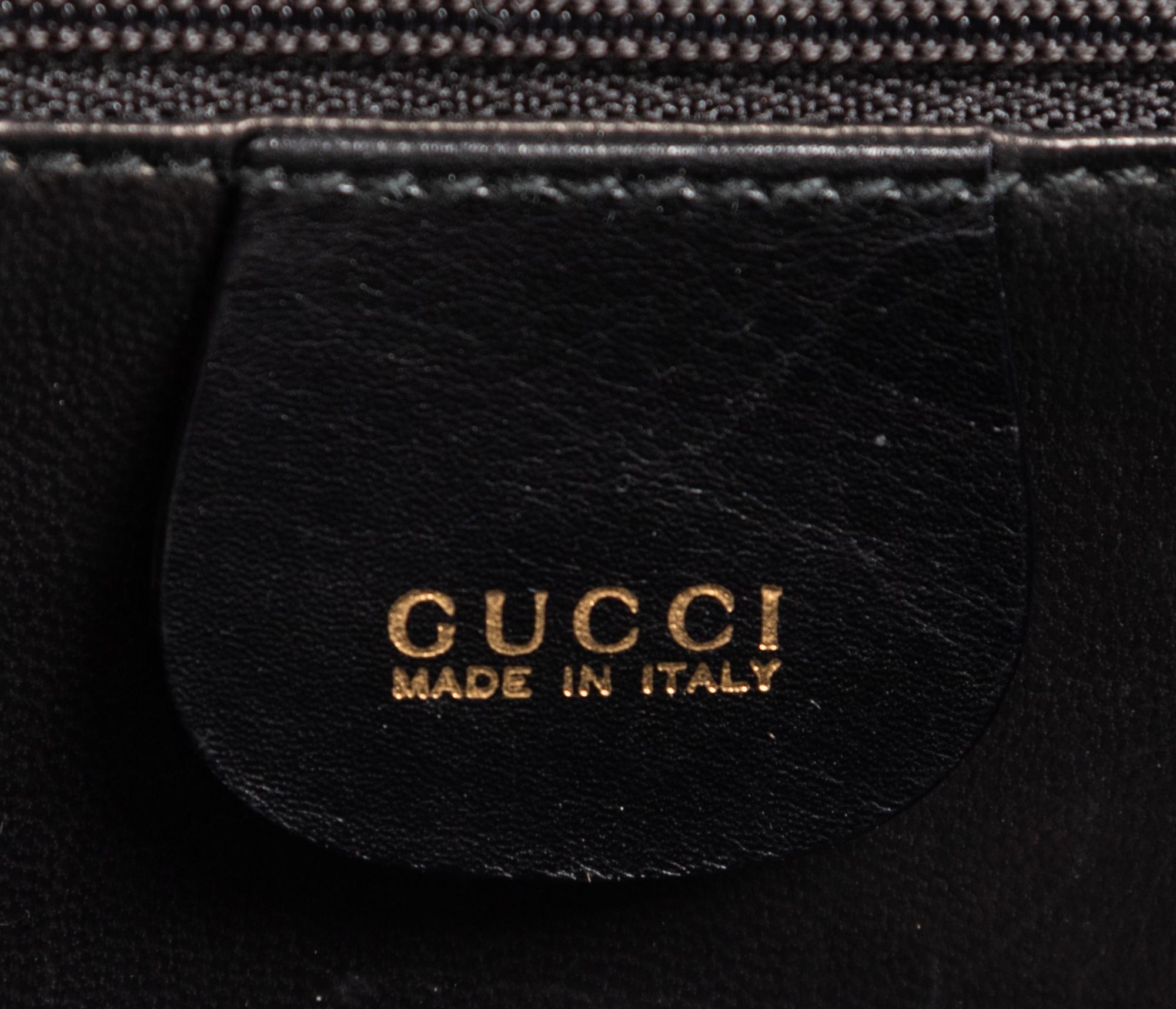 Gucci Black Patent Alligator Front Lock Handbag