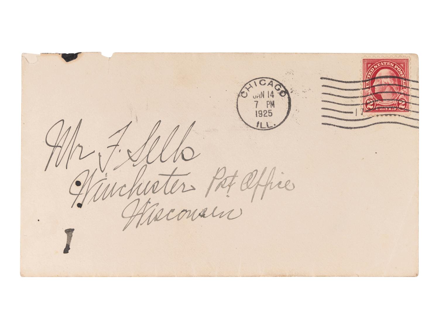 CAPONE, Alphonse ("Al") (1899-1947). Autograph letter signed twice ("Al Capone", "Al"), to Bill Sells ("Friend Sells") Chicago, IL, 14 January 1925.