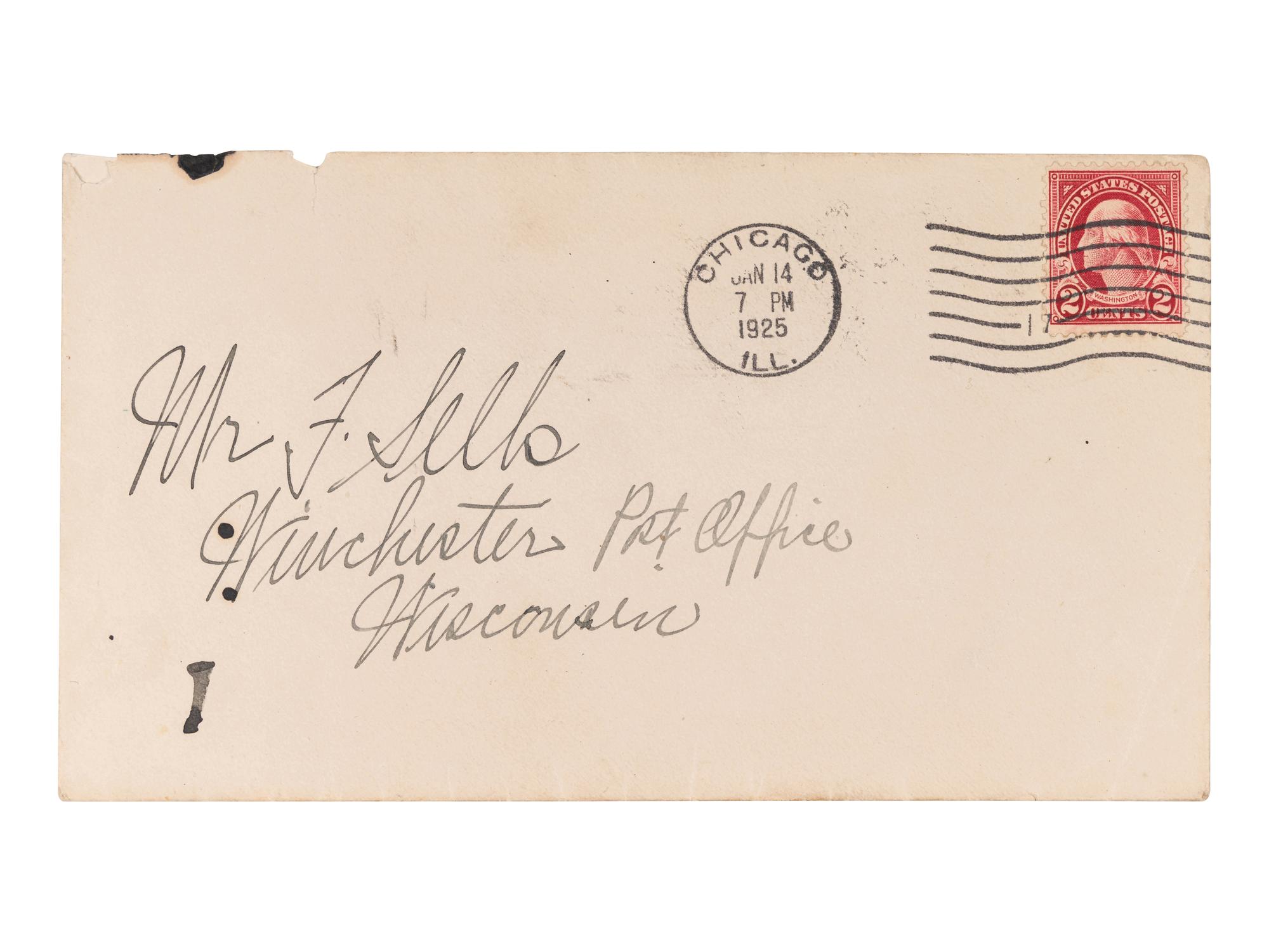 CAPONE, Alphonse ("Al") (1899-1947). Autograph letter signed twice ("Al Capone", "Al"), to Bill Sells ("Friend Sells") Chicago, IL, 14 January 1925.