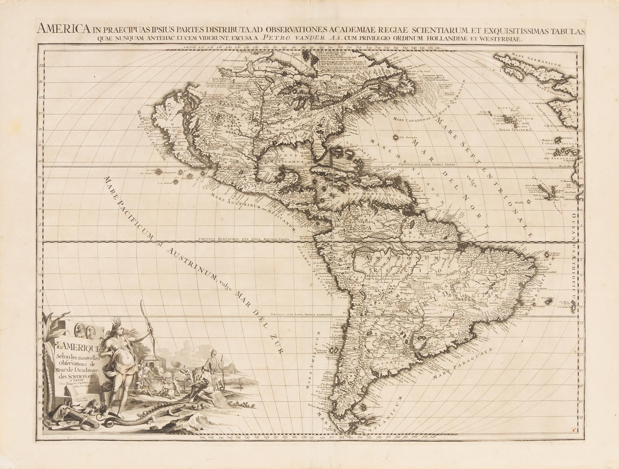 VAN DER AA, Pieter (1659-1733). L'Amerique selon les nouvelles observations de Messrs. de l'Academie des Sciences. Leiden, [1713].