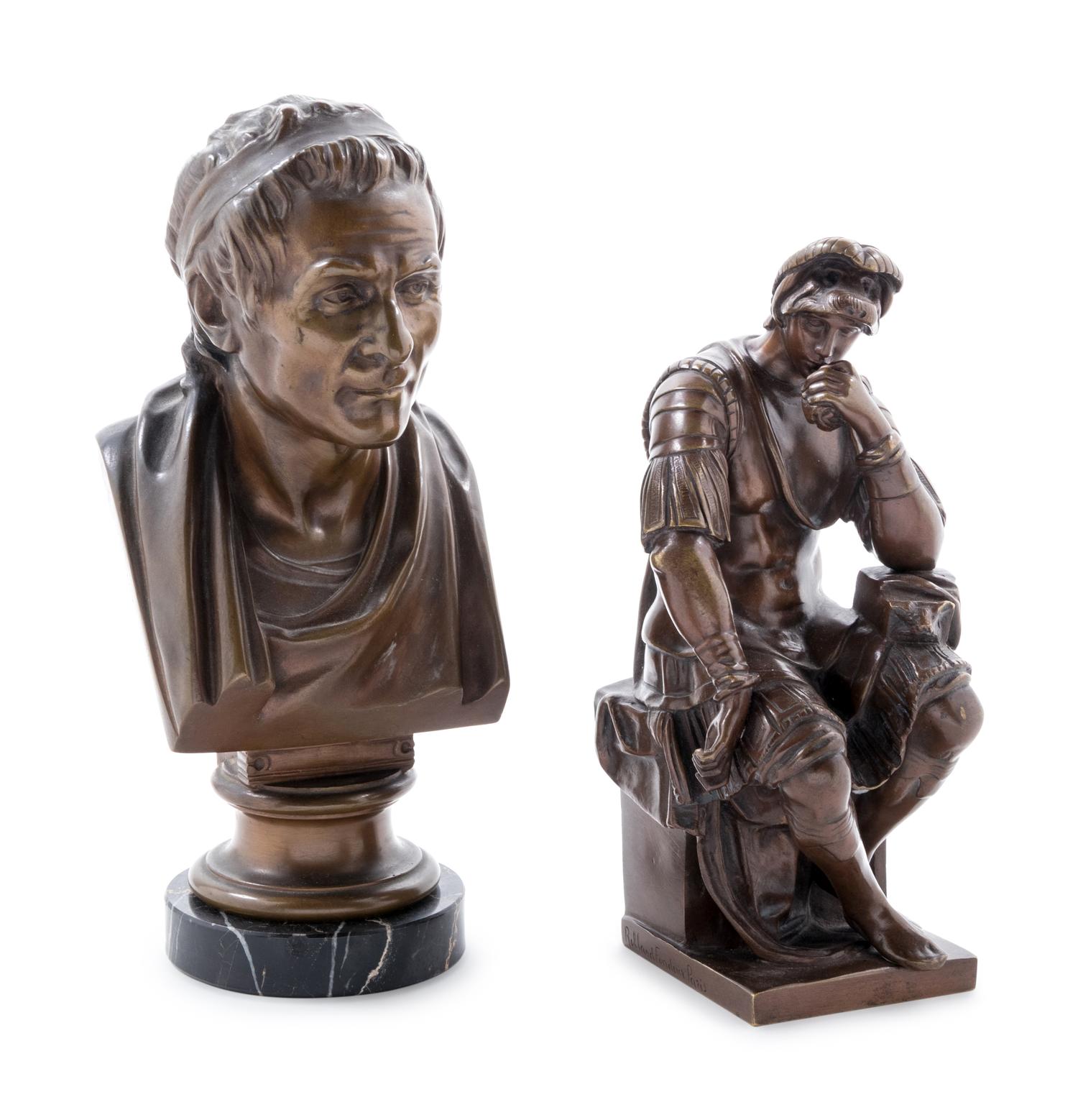 Two French Cast and Patinated Bronze Figures