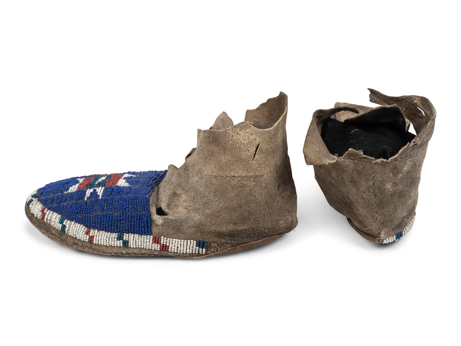 Northern Plains Beaded Hide Moccasins