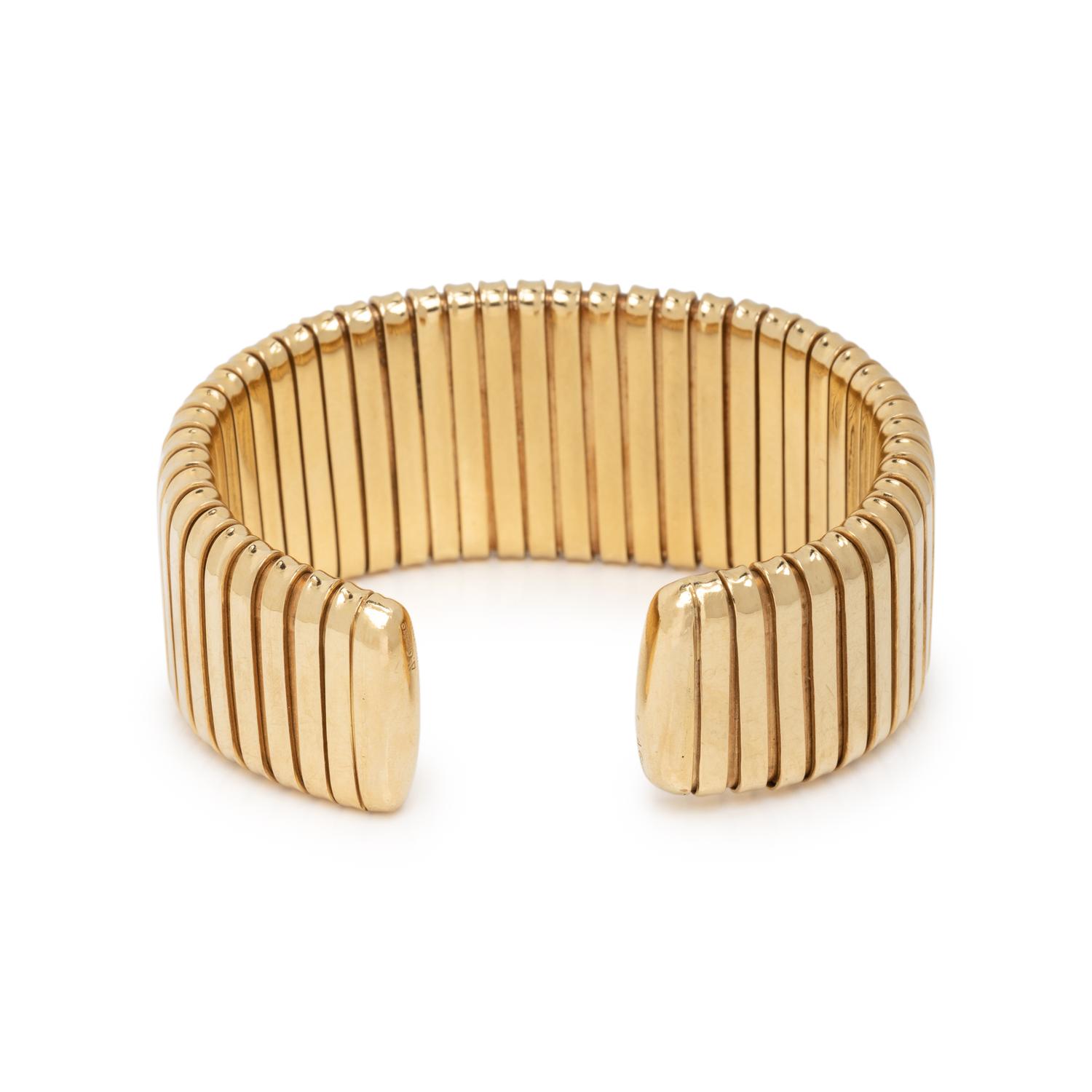 CHIMENTO, YELLOW GOLD TUBOGAS CUFF BRACELET
