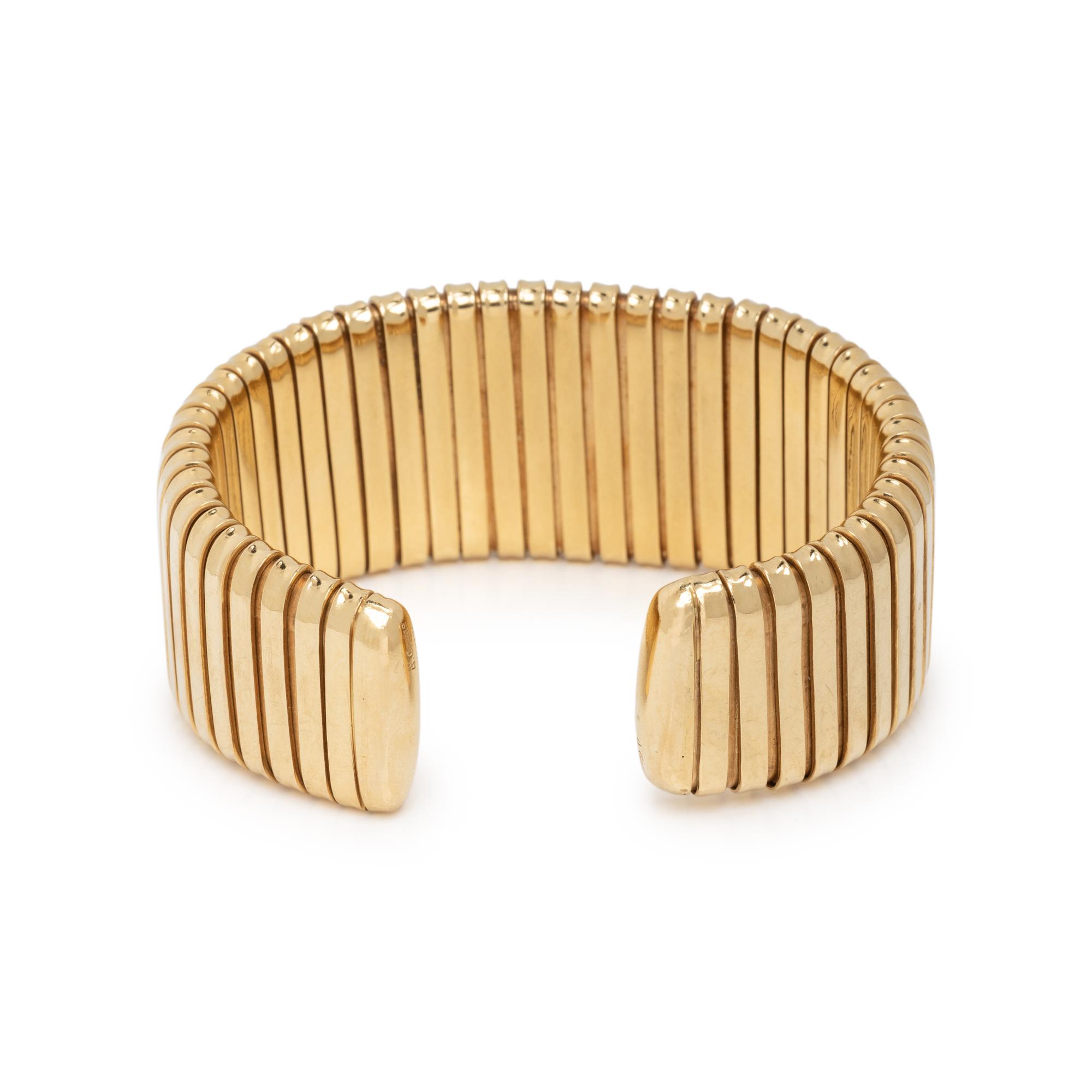 CHIMENTO, YELLOW GOLD TUBOGAS CUFF BRACELET