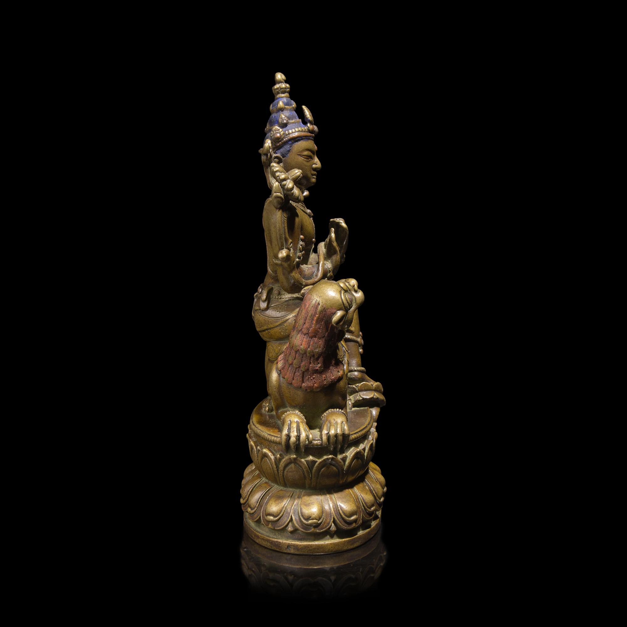 A Pala Revival Silver and Copper-Inlaid Bronze Figure of Manjusri — 帕拉復興風格 錯銀錯紅銅文殊菩薩坐像