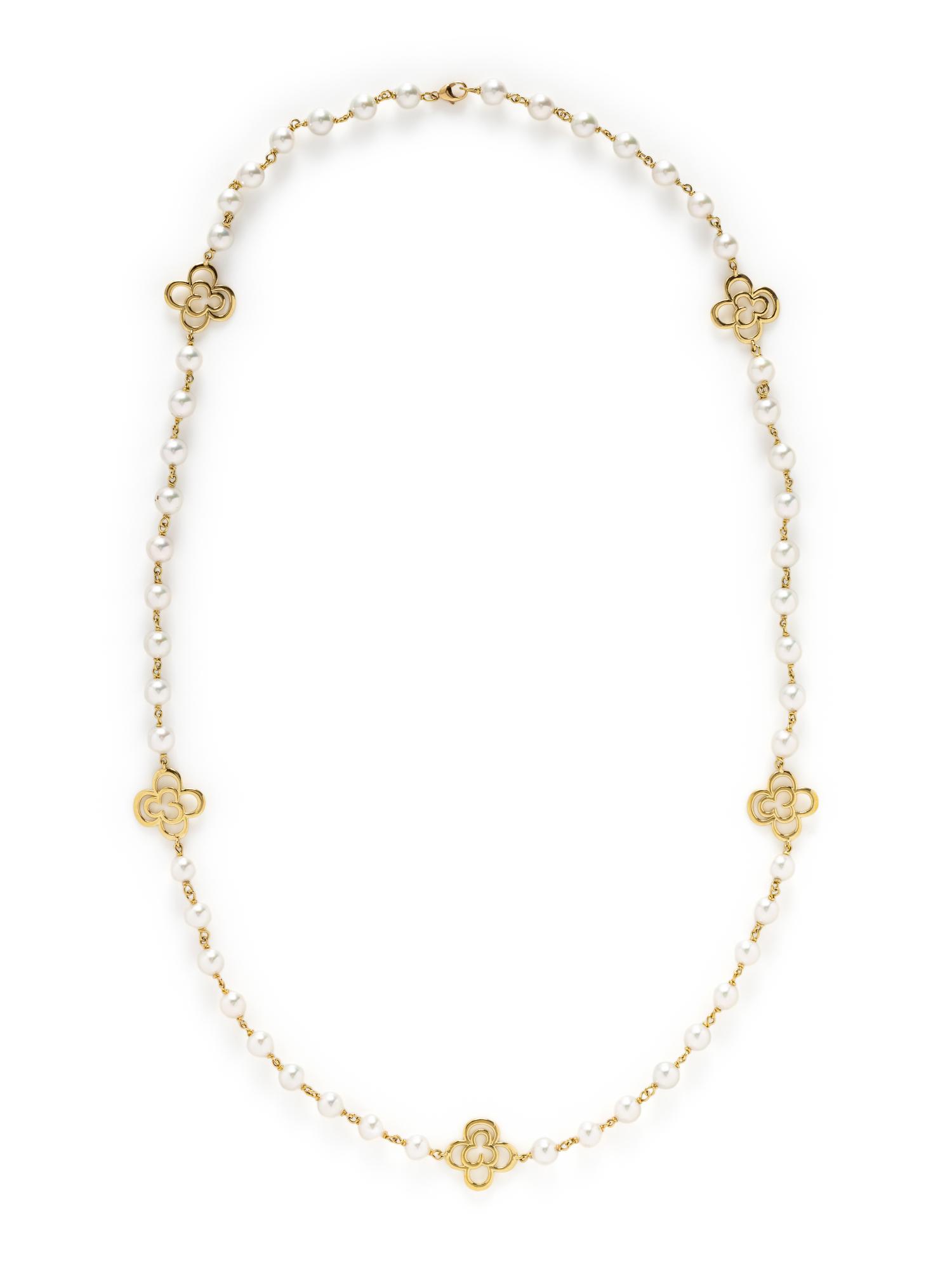 LOUIS TAMIS AND SONS, CULTURED PEARL AND YELLOW GOLD NECKLACE