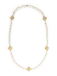 LOUIS TAMIS AND SONS, CULTURED PEARL AND YELLOW GOLD NECKLACE