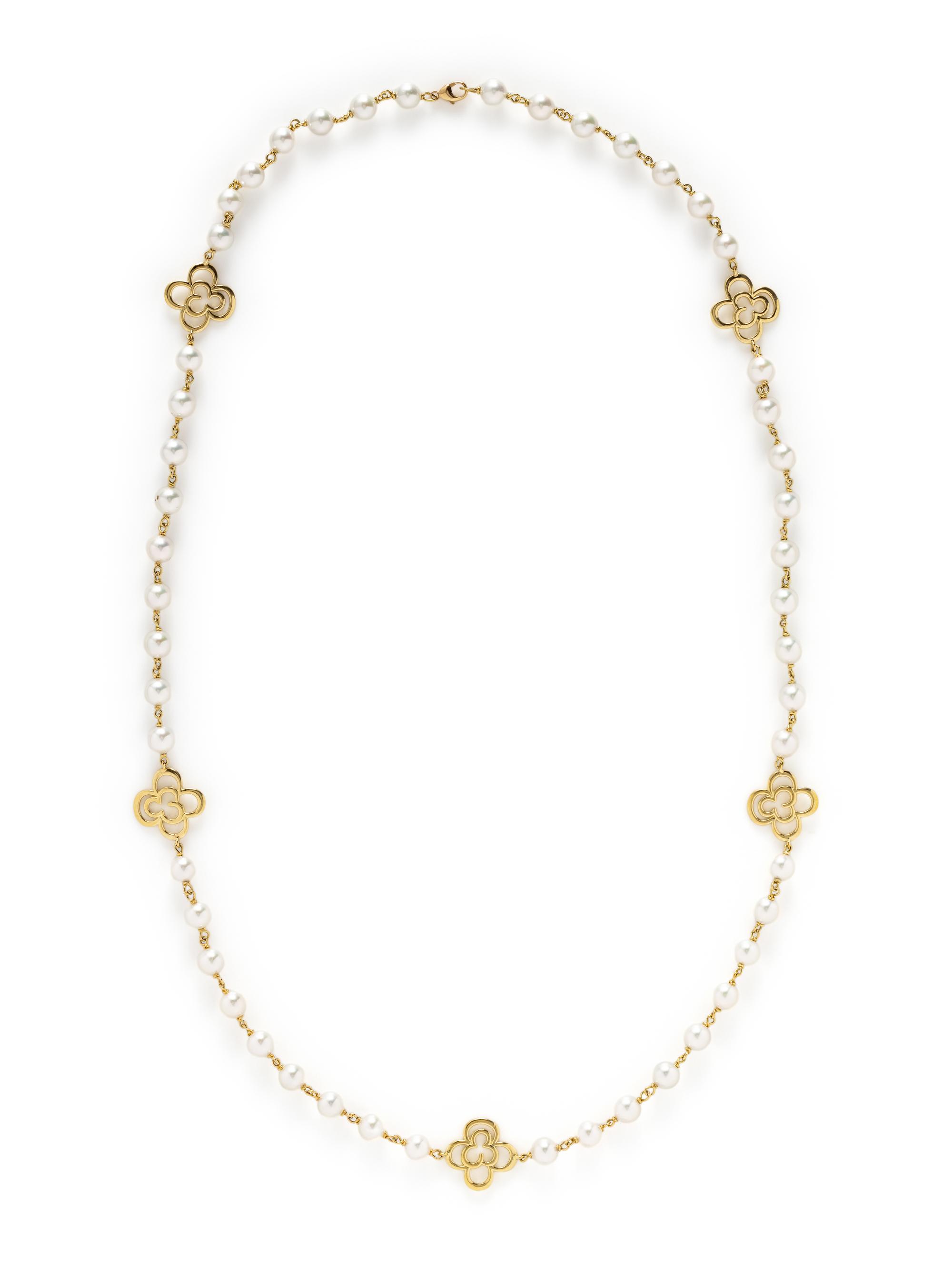 LOUIS TAMIS AND SONS, CULTURED PEARL AND YELLOW GOLD NECKLACE
