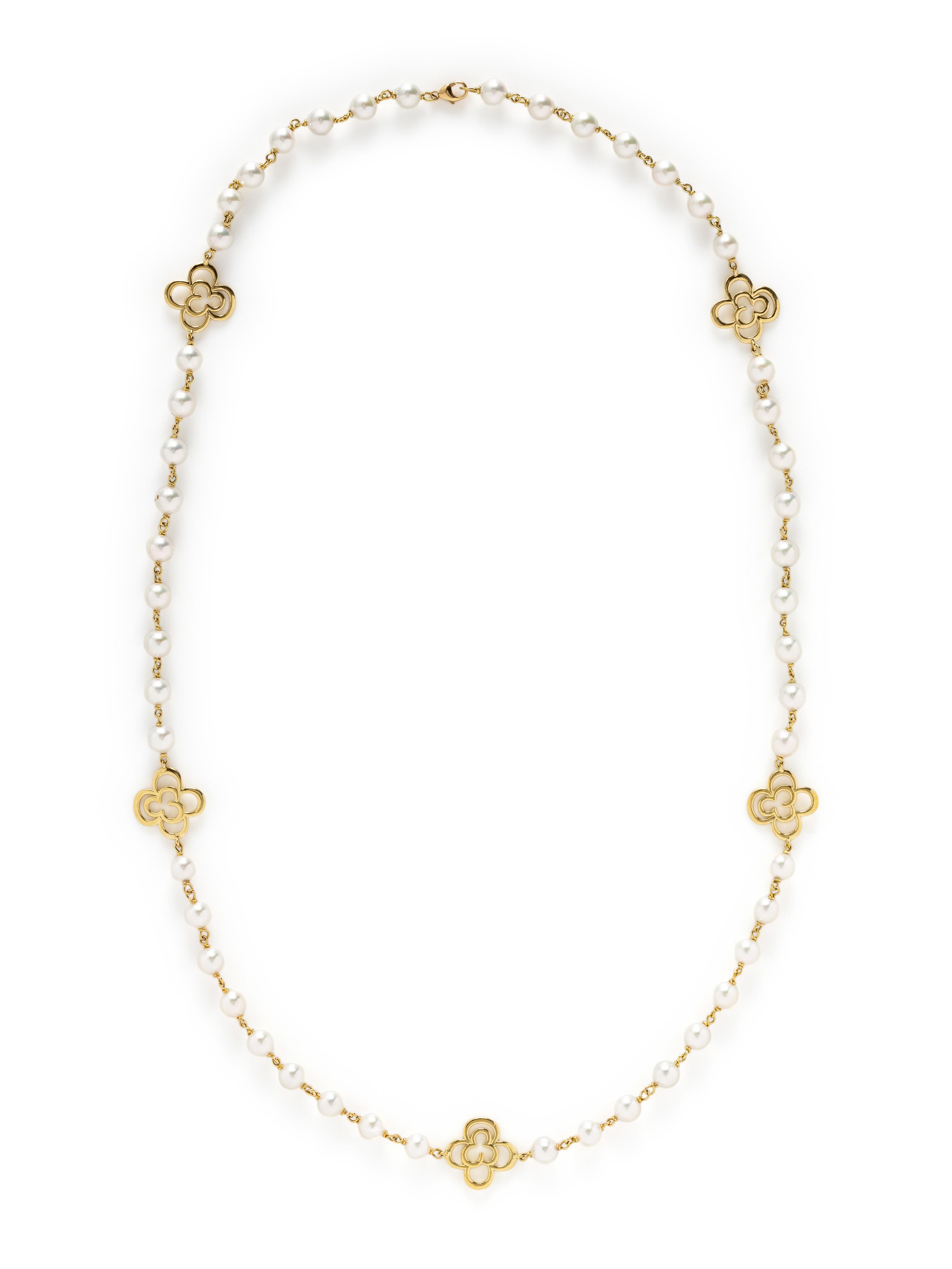 LOUIS TAMIS AND SONS, CULTURED PEARL AND YELLOW GOLD NECKLACE