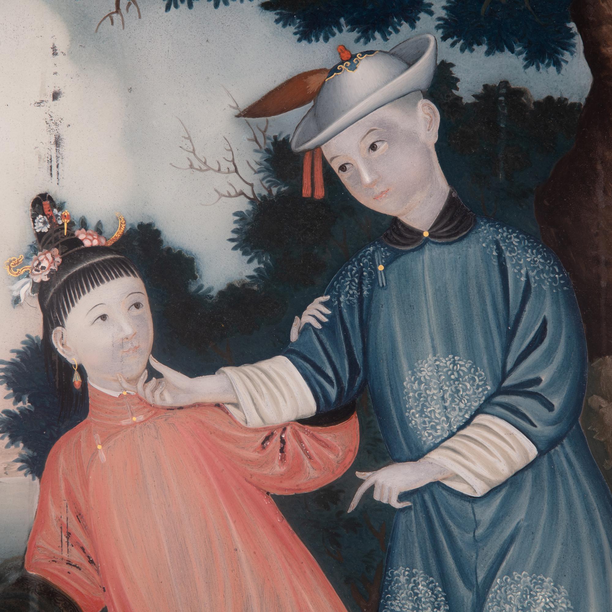 A Chinese Export Reverse Glass Painting, 19th Century — 清晚期 外銷鏡面玻璃畫