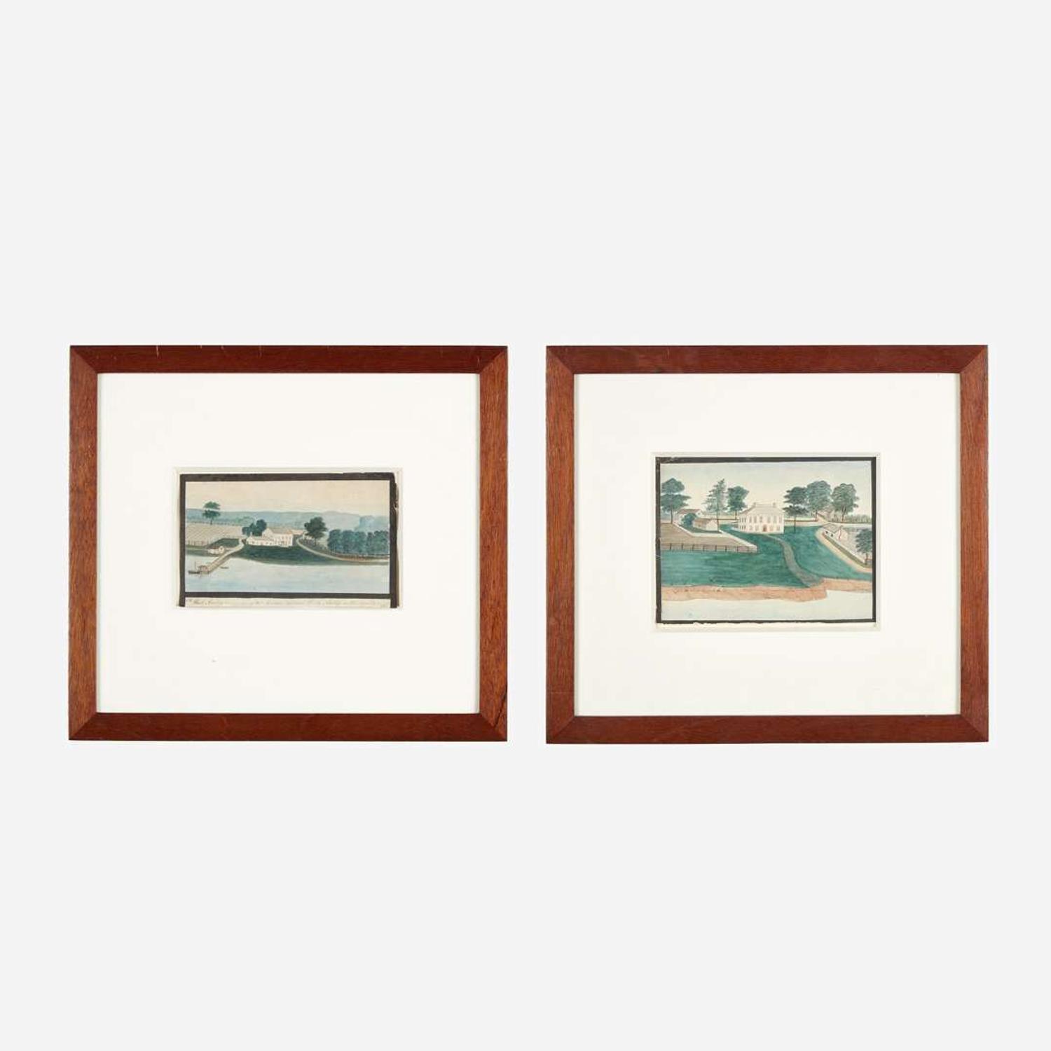 American School 19th century Two works: Views of South Amboy, New Jersey, one dated "1827"