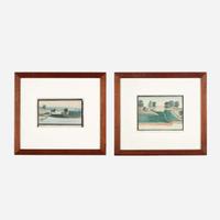 American School 19th century Two works: Views of South Amboy, New Jersey, one dated "1827"