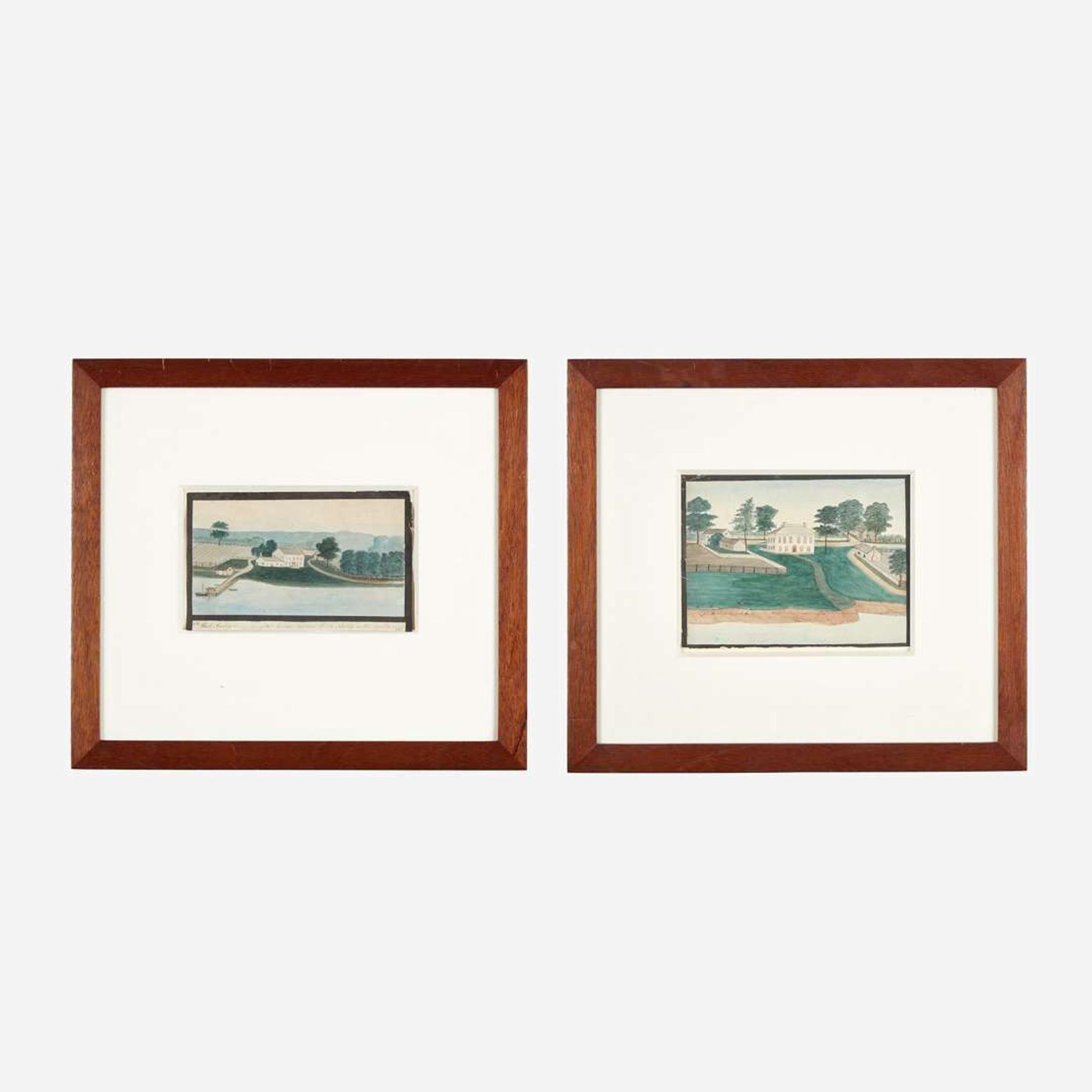 American School 19th century Two works: Views of South Amboy, New Jersey, one dated "1827"