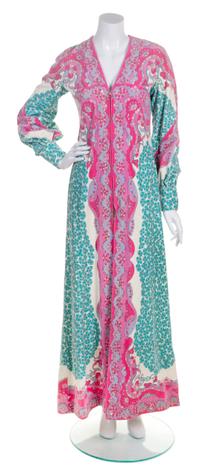 A Pucci Multicolor Velour Caftan, Size 10.