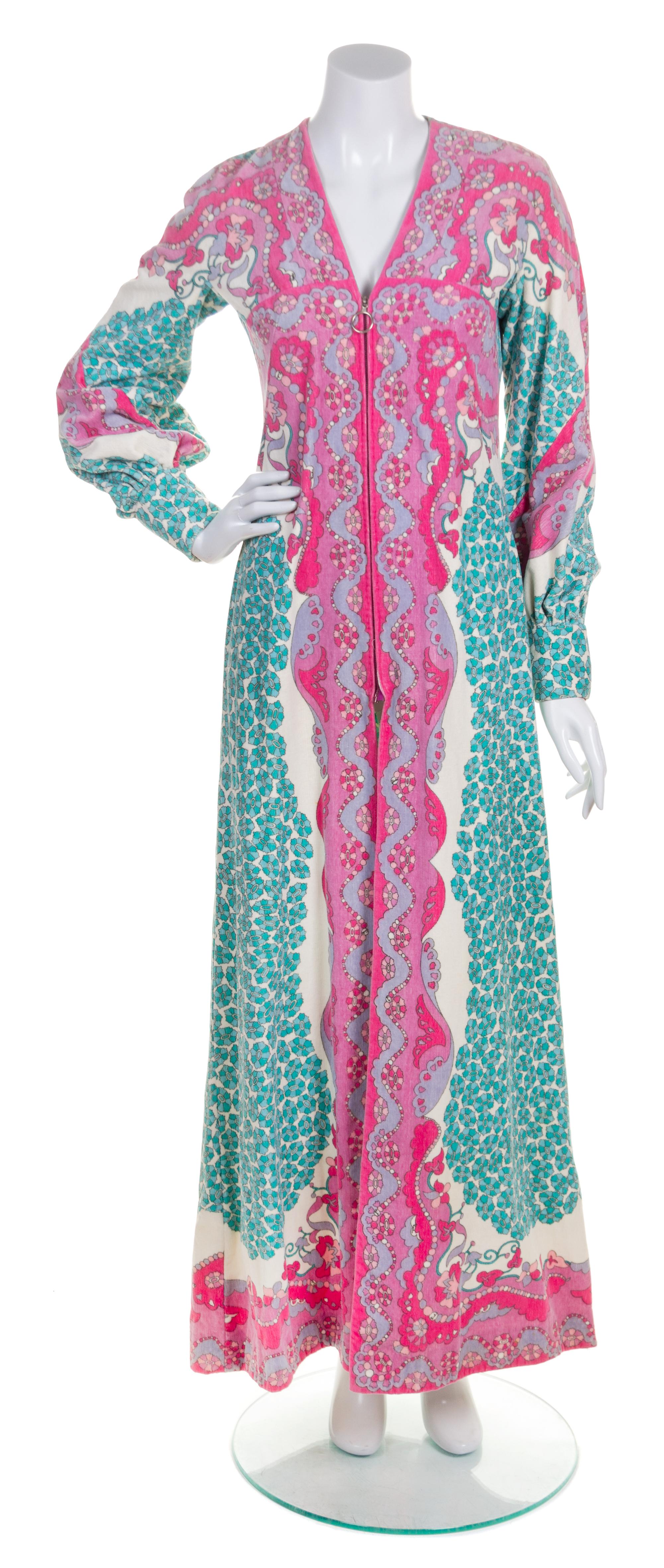 A Pucci Multicolor Velour Caftan, Size 10.