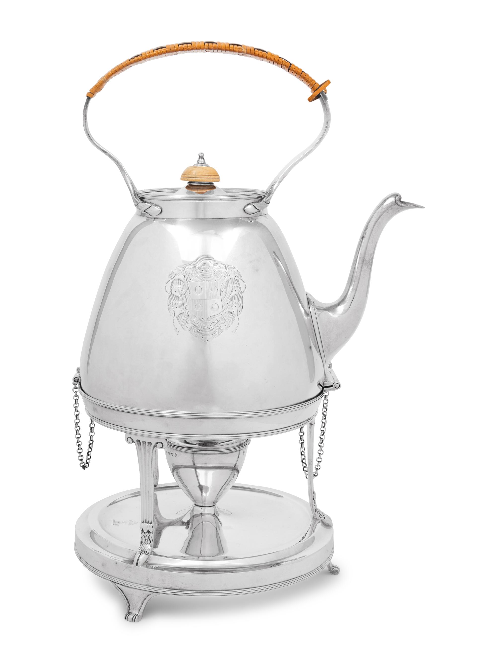 A George III Silver Water Kettle on Stand