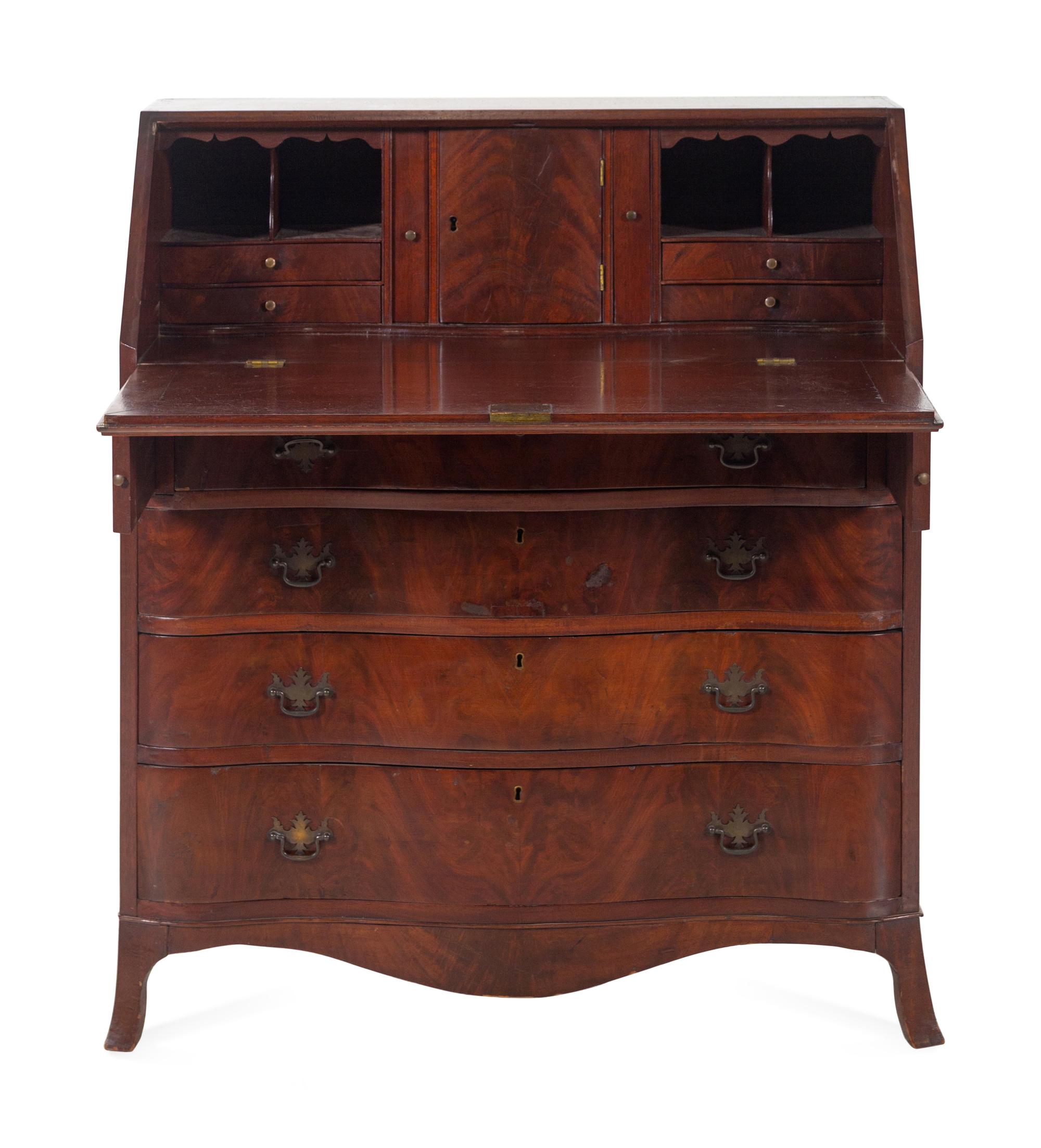 A Chippendale Style Mahogany Slant Front Desk
