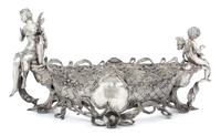 A Russian Imperial Silver Centerpiece, Mikhail Ovchinnikov, Moscow, Late 19th Century, bearing an imperial family crest