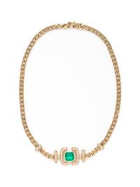 YELLOW GOLD, EMERALD AND DIAMOND NECKLACE