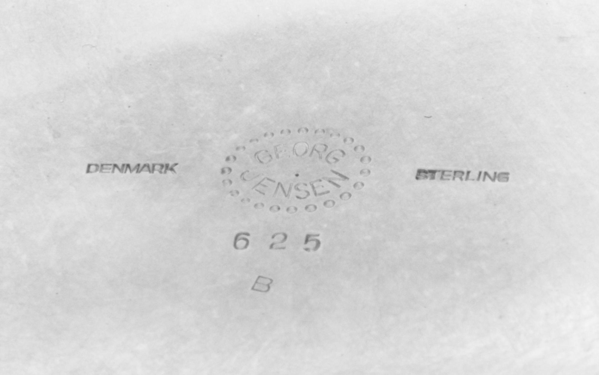 A Danish Silver Footed Centerpiece Bowl, Georg Jensen Silversmithy, Copenhagen, 1945-77, pattern 625B, with monogrammed initial K to th