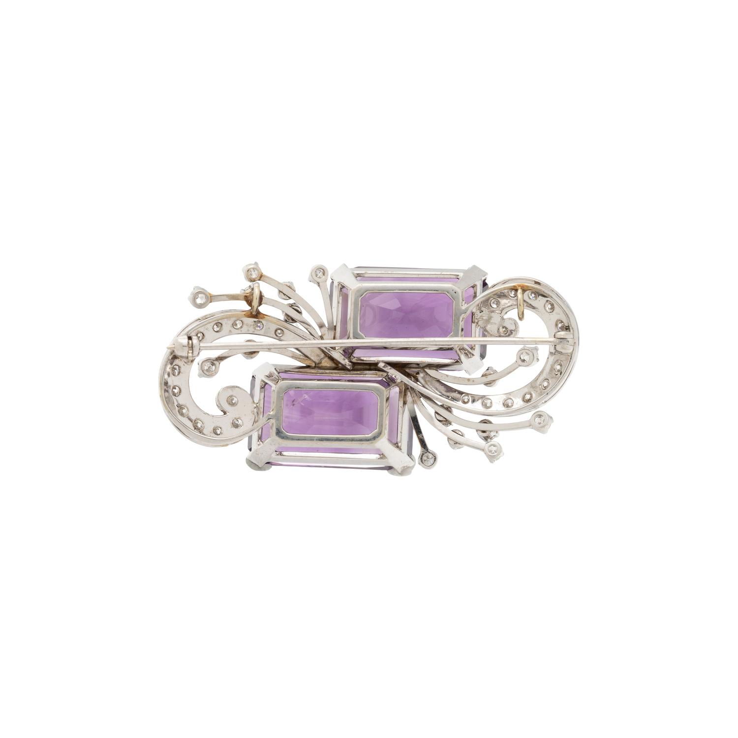 AMETHYST AND DIAMOND PENDANT BROOCH