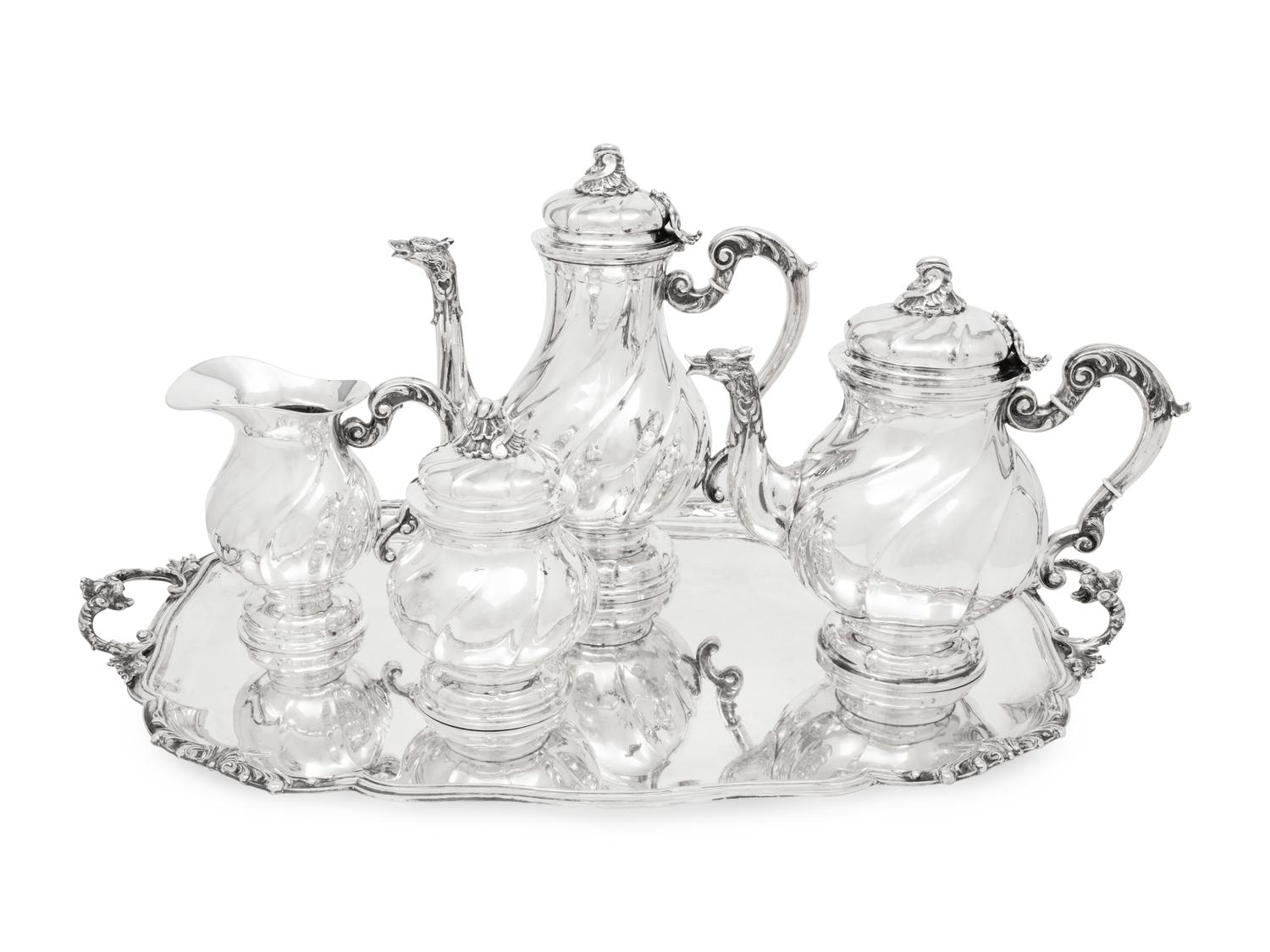 An Italian Silver Five-Piece Tea and Coffee Service
