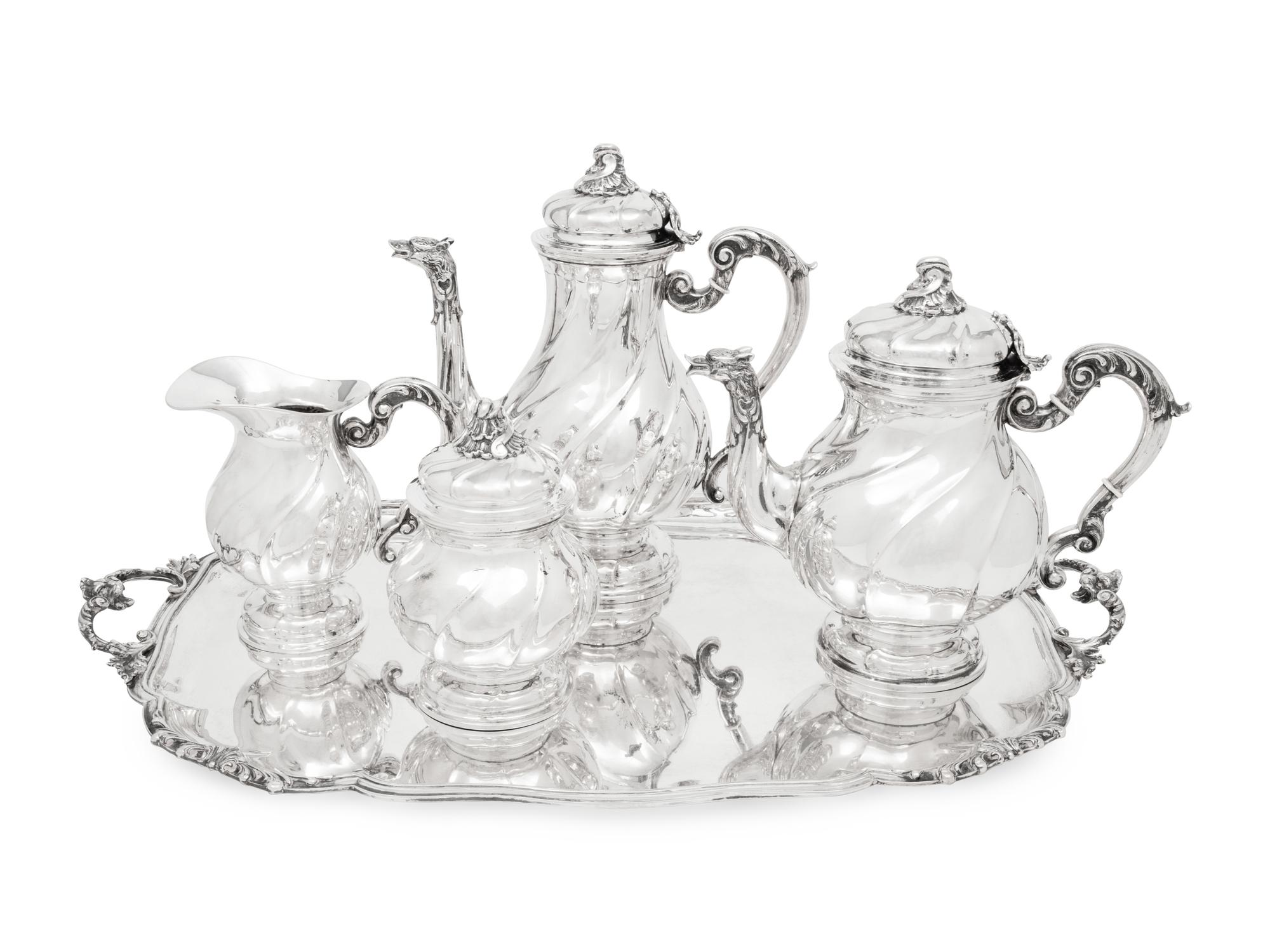 An Italian Silver Five-Piece Tea and Coffee Service