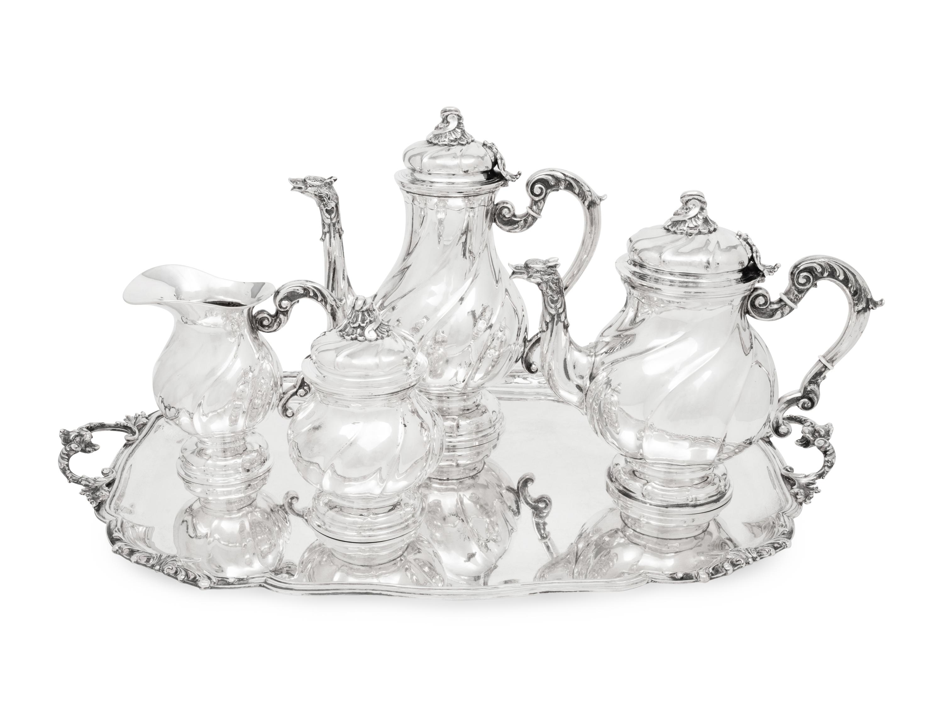 An Italian Silver Five-Piece Tea and Coffee Service