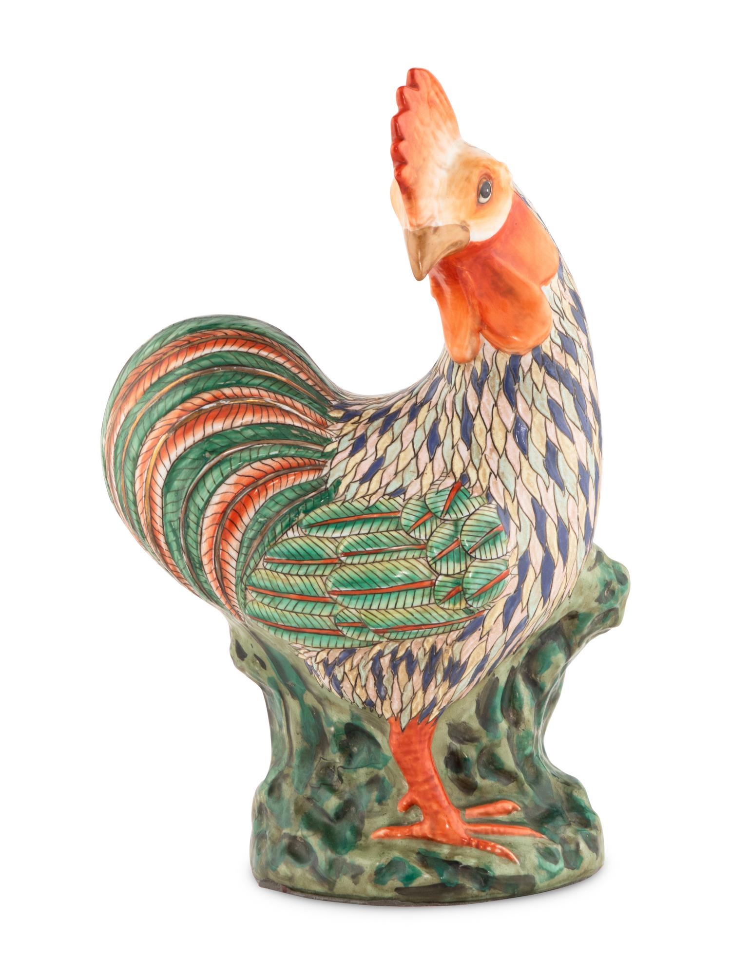 A Chinese Export Porcelain Model of a Cockerel