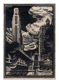 Charles Turzak, (American, 1899-1985), Michigan Avenue Bridge, Chicago, 1928