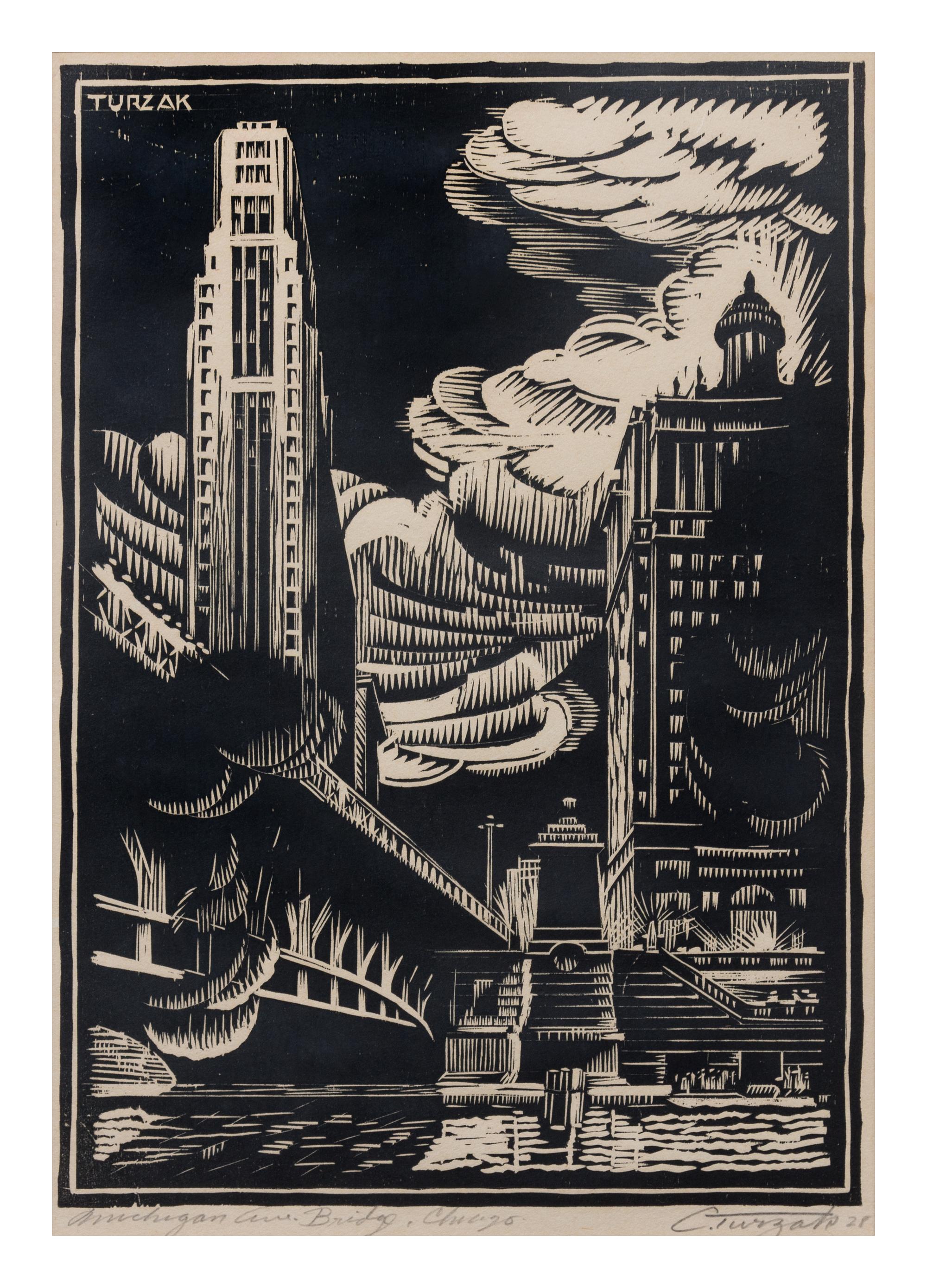 Charles Turzak, (American, 1899-1985), Michigan Avenue Bridge, Chicago, 1928