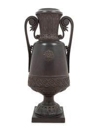 A Neoclassical Black Glazed Composition Vase
