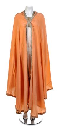 Peach Cape Trimmed with Metallic Braid, 1930-50s