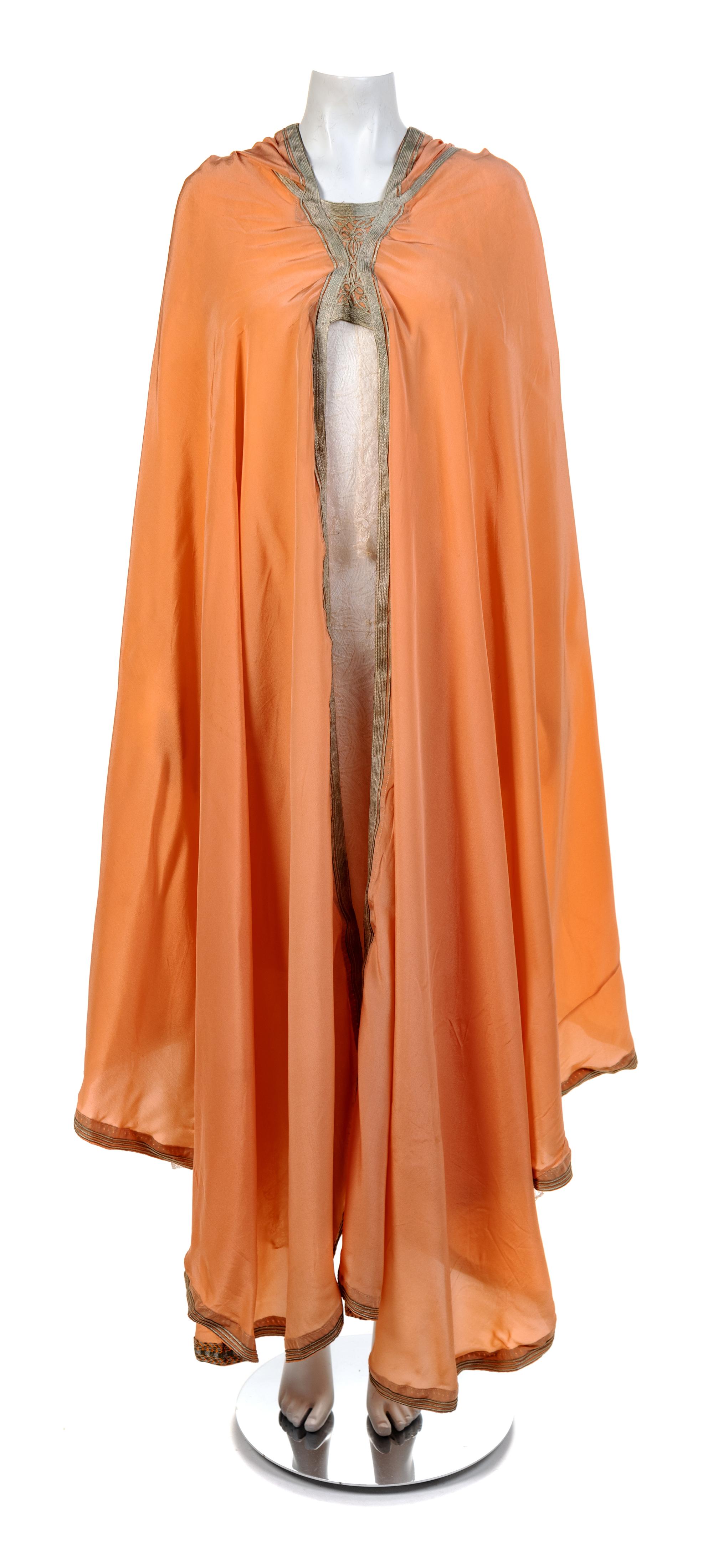 Peach Cape Trimmed with Metallic Braid, 1930-50s