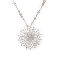 White Gold and Diamond Starburst Pendant and Station Necklace