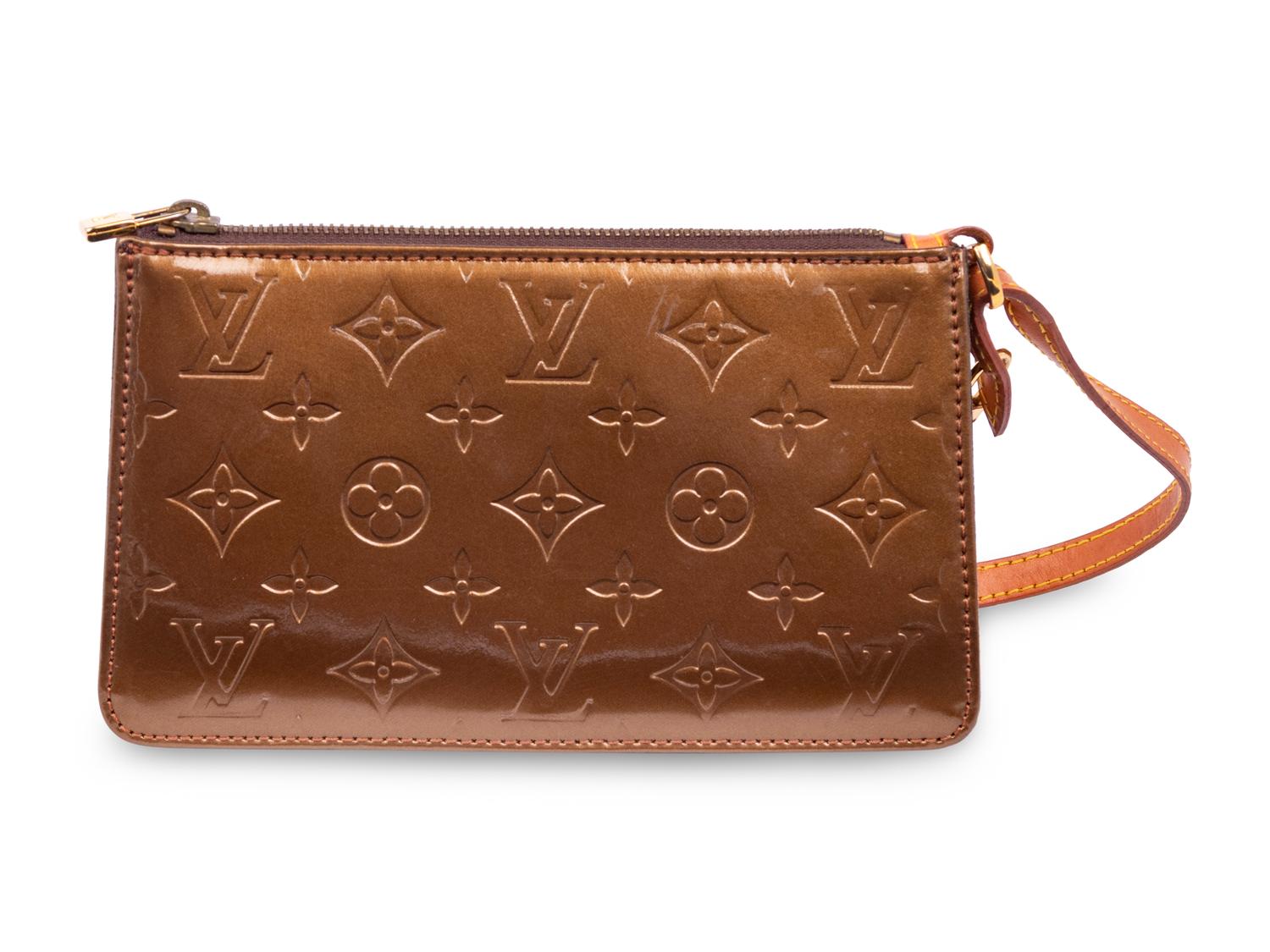 LOUIS VUITTON, BRONZE PATENT LEATHER HANDBAG