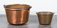 Two Copper Cauldrons Diameter of larger 23 inches.